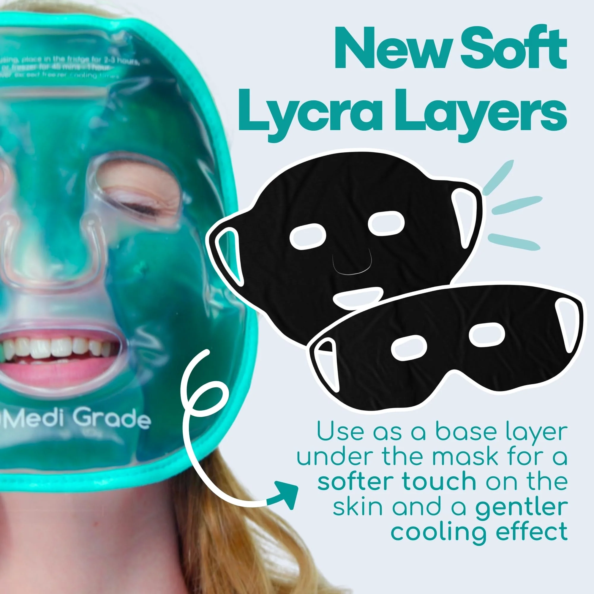 Medi Grade Cooling Face Mask set with Cooling Eye Mask for Puffy Eyes and Insulated Thermo-bag - Soothing Gel Ice Face Mask and Eye Ice Mask for Dark Circles and Puffiness - Cold Face Relaxation - Image 9