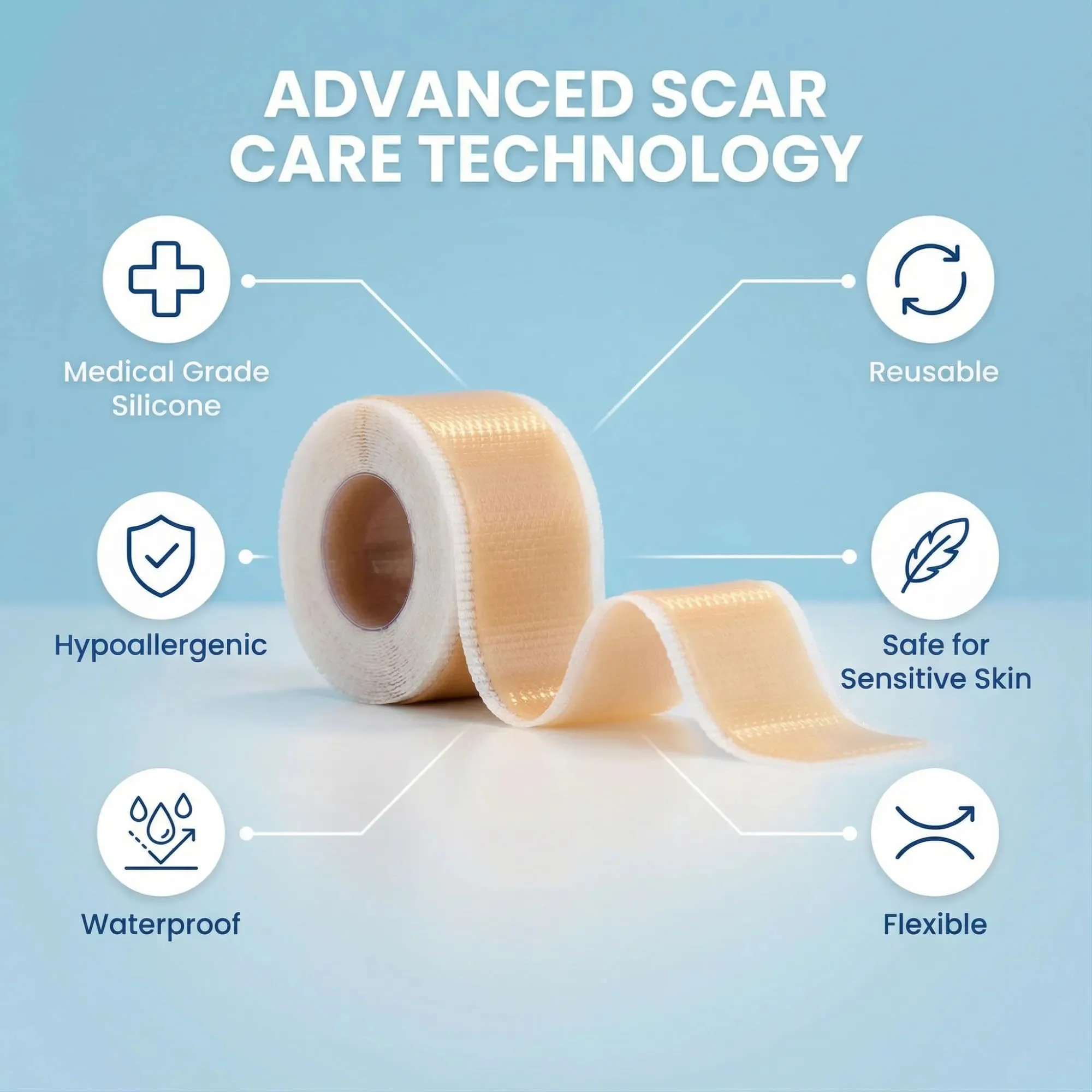 Medical Grade Silicone Scar Tape 1.6" x 120" – Reusable Sheets Roll for C Section, Keloid, Tummy Tuck & Surgical Scar Removal – Burn Scar Treatment Strips - Image 3