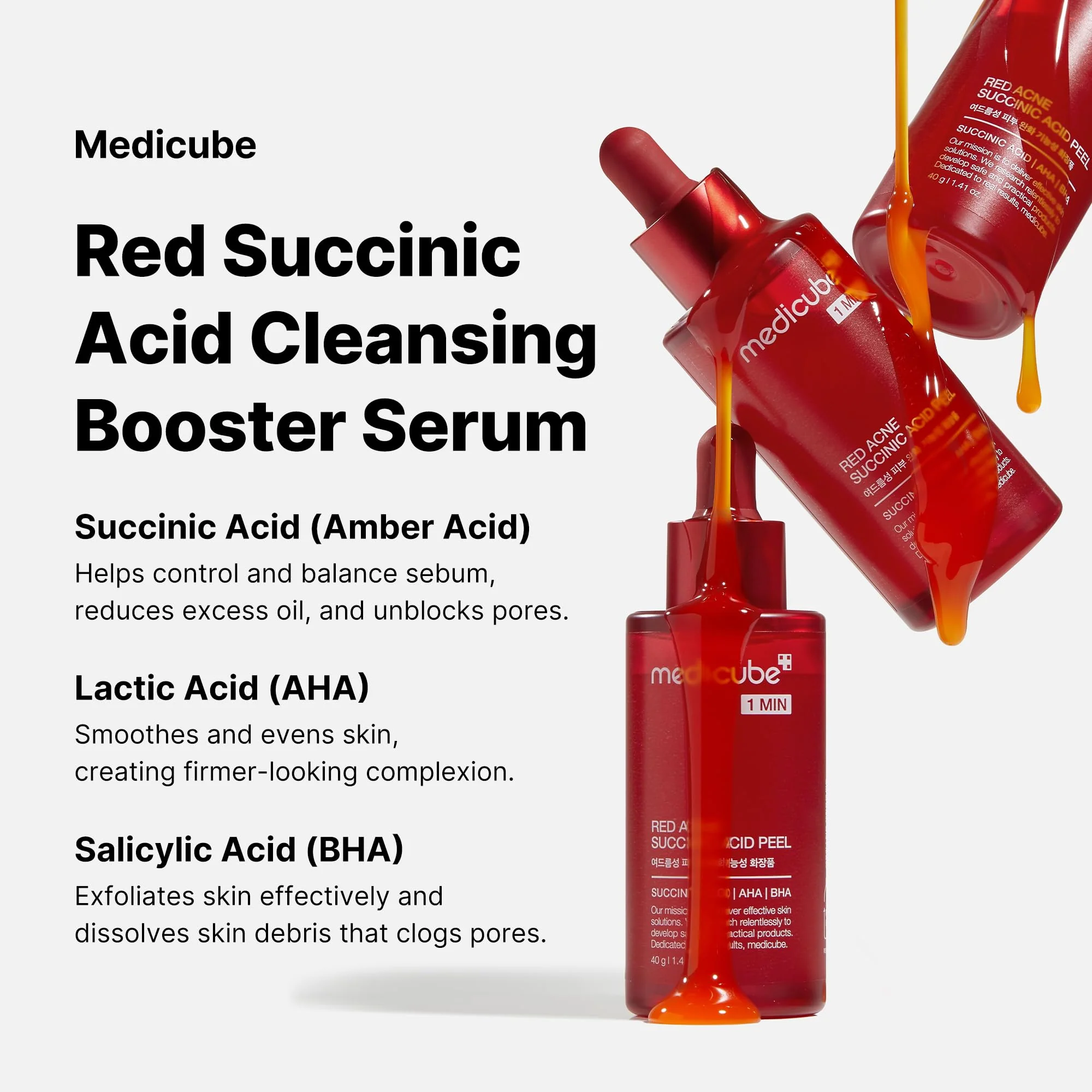 Medicube 21% Acid Wash-off Exfoliant (AHA+BHA+Succinic Acid), Wash-off Resurfacing Serum, Best for bumpy, breakout-prone skin, Korean Skincare (1.41fl.oz.) - Image 4