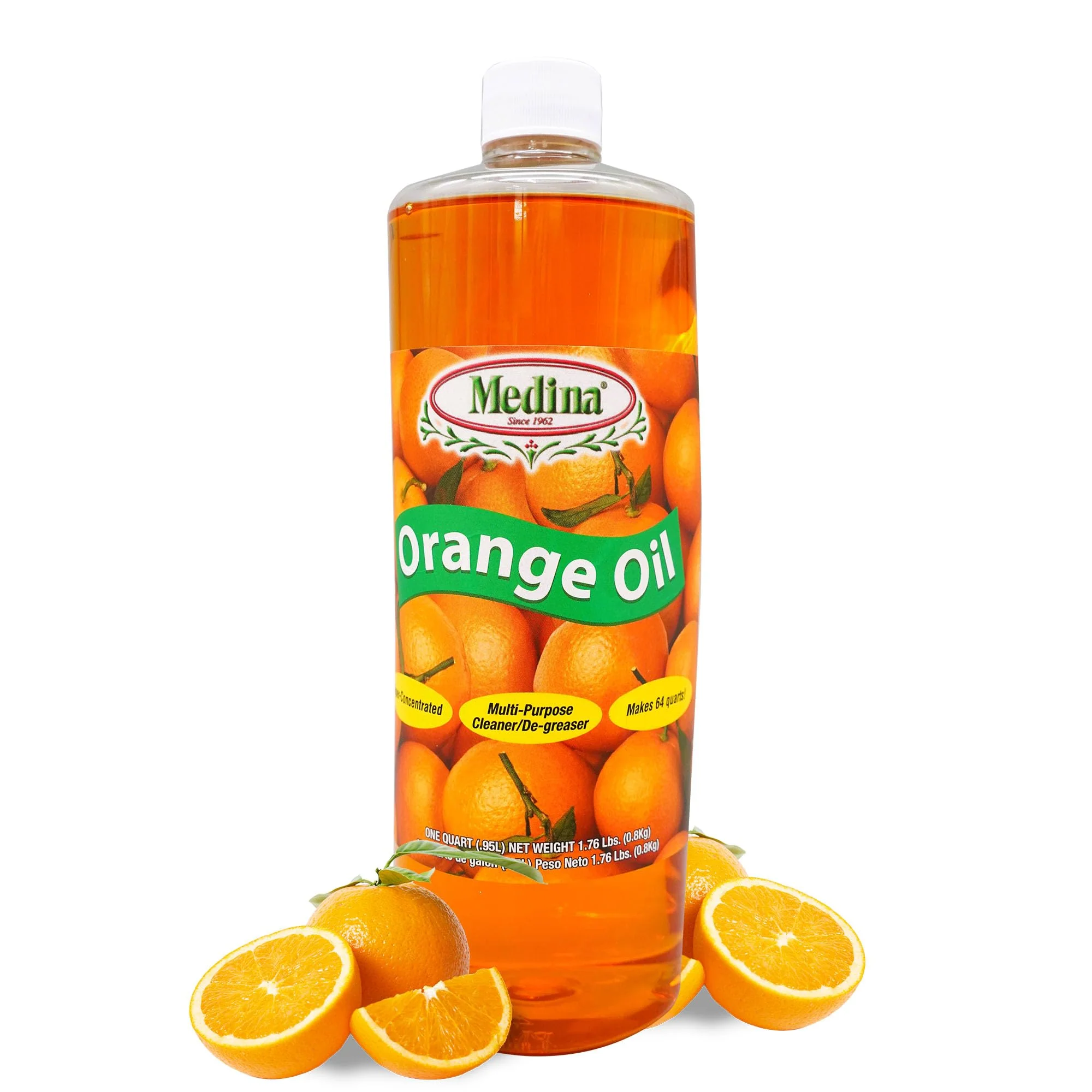 Medina Orange Oil Cleaner & Degreaser Concentrate - All Purpose Orange Oil Cleaner, Cabinet Cleaner Degreaser, Wood Degreaser for Kitchen Cabinets, Ideal for Mopping Floors & Automotive - 32oz