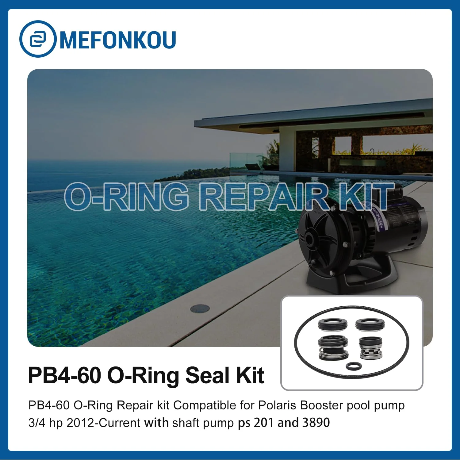 MEFONKOU PB4-60 O-Ring Repair Seal Kit & Shaft Pump Compatible with Polaris Booster 3/4” HP 2012-Current Pool Pump - Image 5