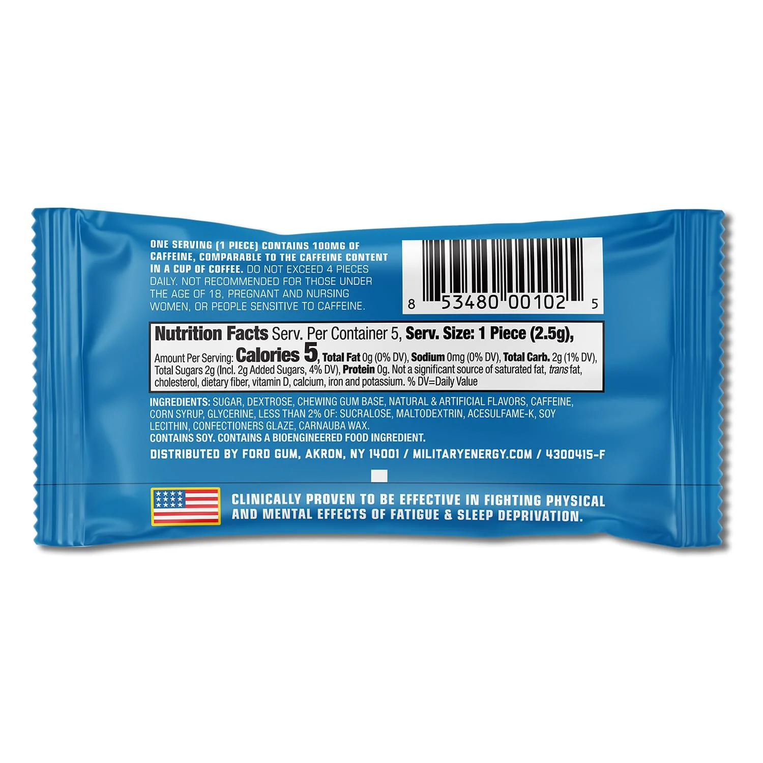 MEG (Military Energy Gum) - Arctic Mint | Enhance Your Physical Performance with 100mg of Caffeine Per Piece, Ultimate Energy Boost for Workouts, Alternative to Energy Drinks | NSF for Sport® Certified - Pack of 24 - Image 5