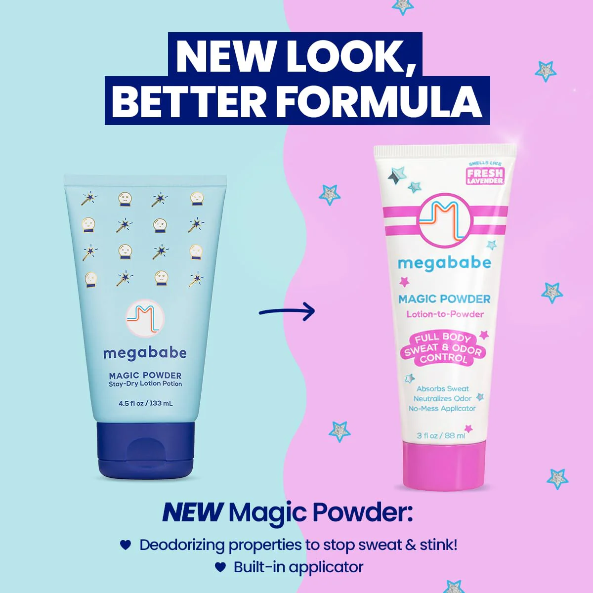 Megababe Sweat & Odor Absorbing Lotion - Magic Powder Stay-Dry Lotion to Powder | Spring Break Must-Have | Aluminum-Free, Talc-Free | 3 fl oz - Image 2