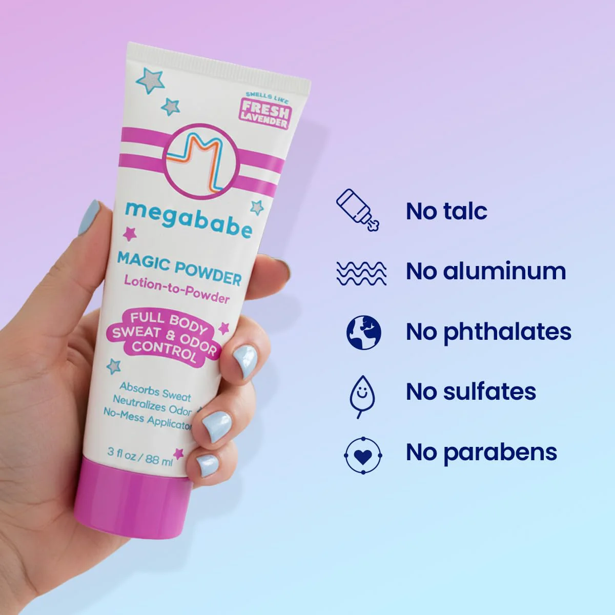 Megababe Sweat & Odor Absorbing Lotion - Magic Powder Stay-Dry Lotion to Powder | Spring Break Must-Have | Aluminum-Free, Talc-Free | 3 fl oz - Image 4