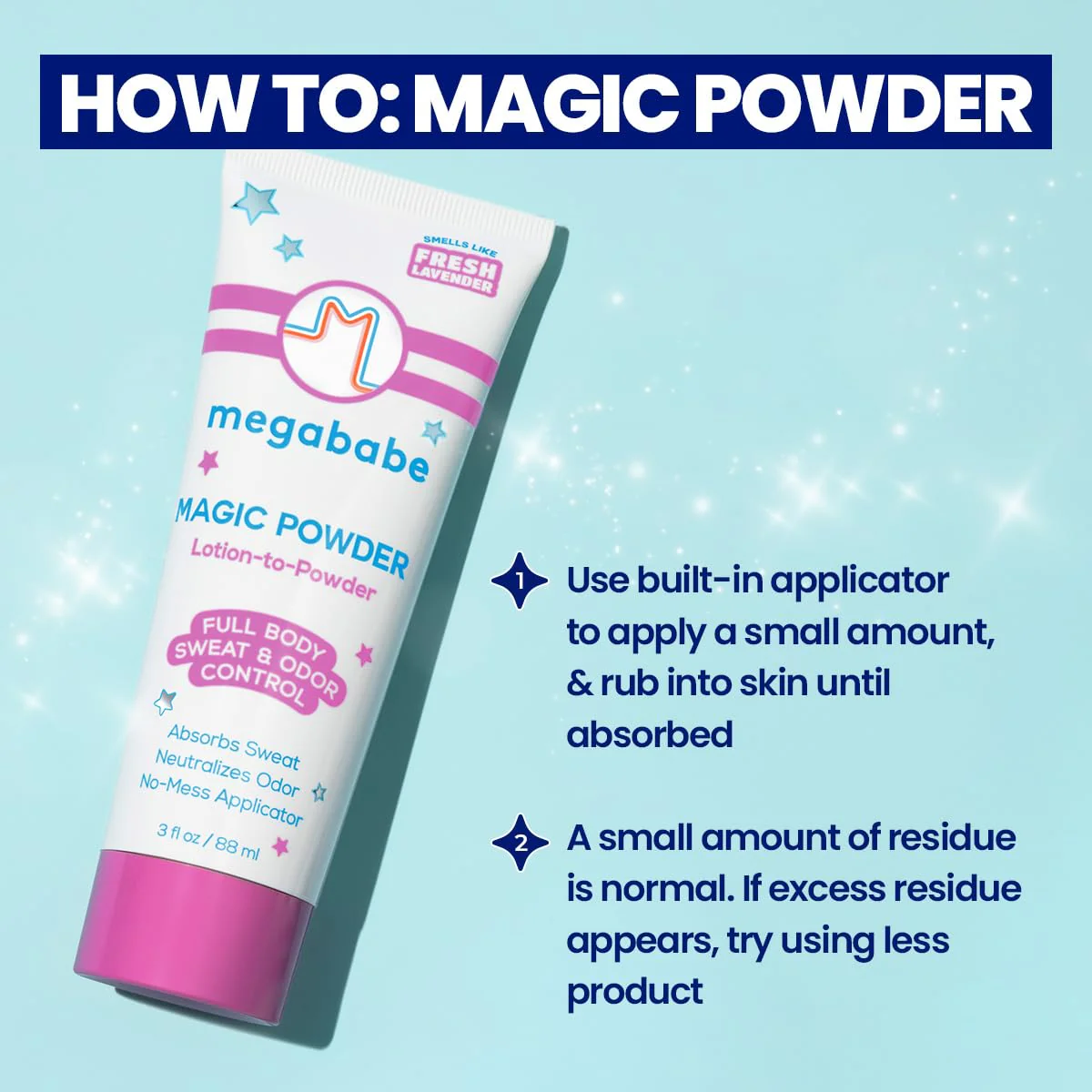 Megababe Sweat & Odor Absorbing Lotion - Magic Powder Stay-Dry Lotion to Powder | Spring Break Must-Have | Aluminum-Free, Talc-Free | 3 fl oz - Image 5
