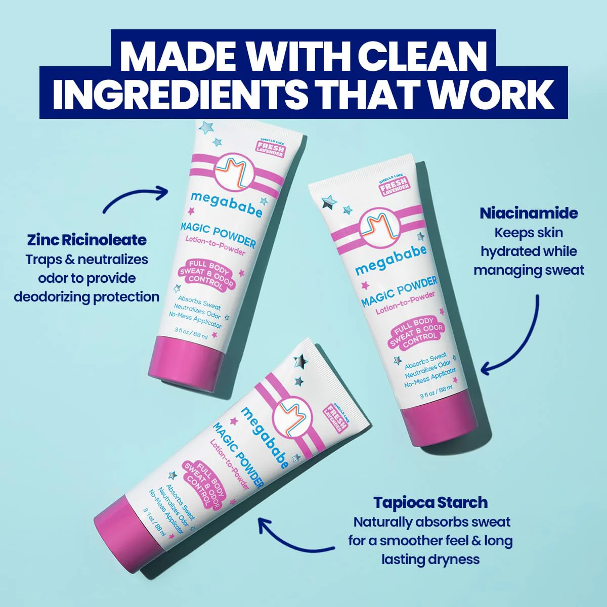 Megababe Sweat & Odor Absorbing Lotion - Magic Powder Stay-Dry Lotion to Powder | Spring Break Must-Have | Aluminum-Free, Talc-Free | 3 fl oz - Image 6