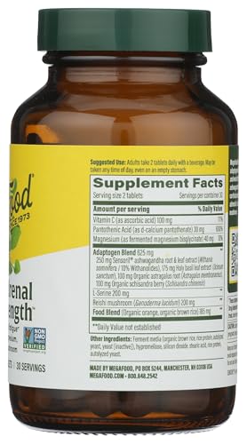 MegaFood Adrenal Strength - Adrenal Support Supplements with Ashwagandha and Magnesium Glycinate, Vitamin C, Holy Basil, Astragalus, Reduces Cortisol Levels - Vegetarian - 60 Tablets (30 Servings) - Image 3