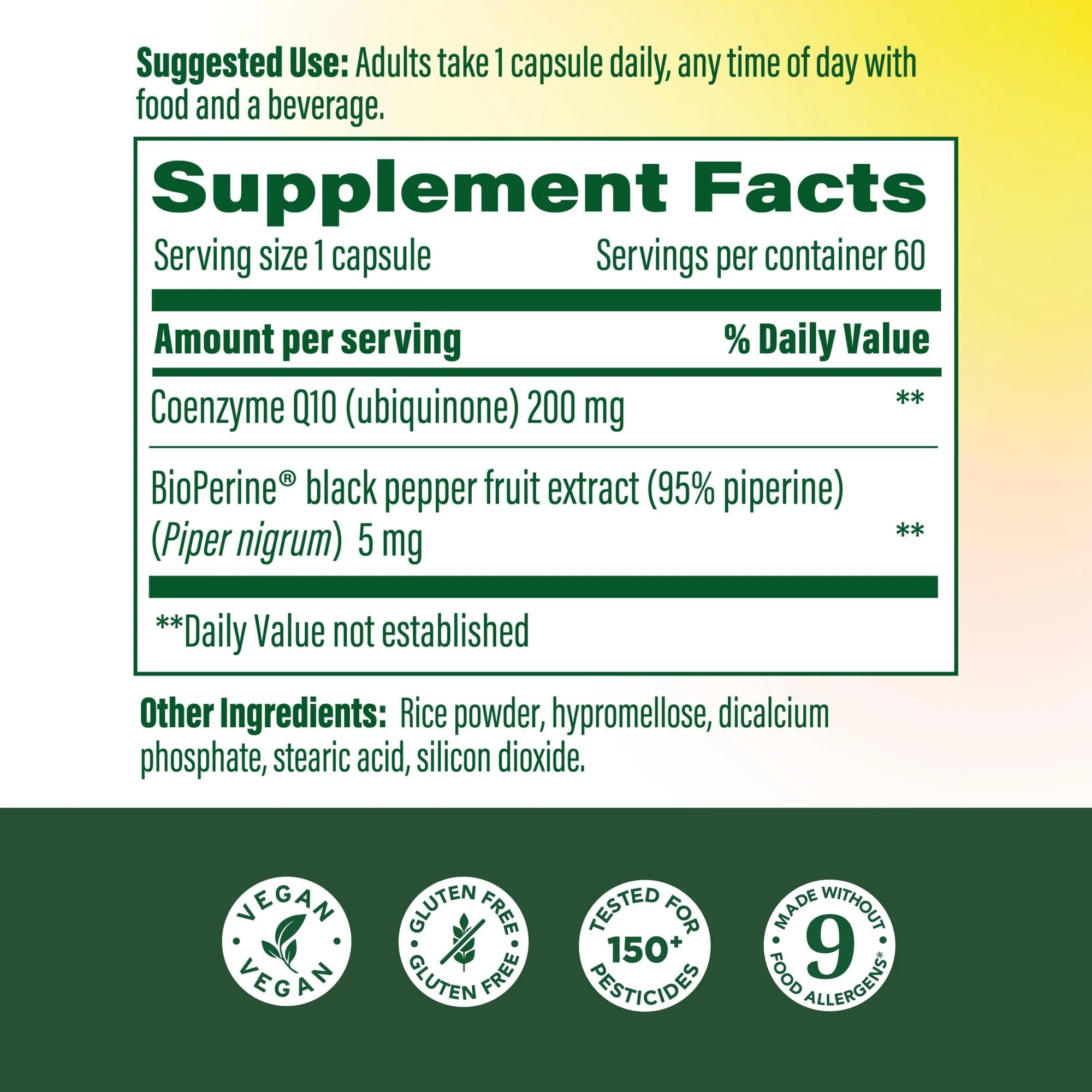 MegaFood High Absorption CoQ10 200mg Per Serving - with BioPerine Black Pepper Extract - Antioxidant Support for Cellular Energy & Healthy Aging - 60 Heart Health Supplements Capsules, 60 Servings - Image 8