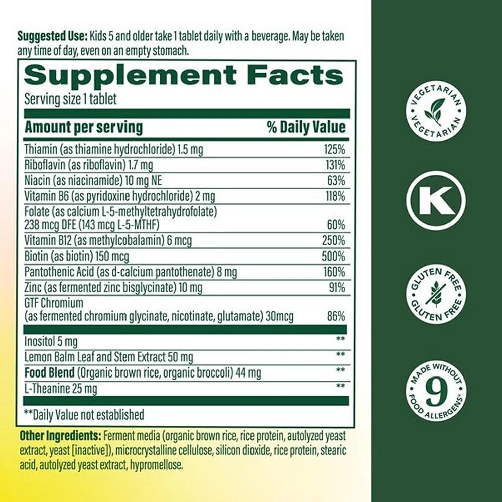 MegaFood Kids Vitamin B Complex – with Vitamin B12 & B6, Folate, Biotin, Zinc, Lemon Balm, L Theanine & More, Supports Cellular Energy Metabolism, Vegetarian, Gluten Free – 90 Mini Tablets - Image 8