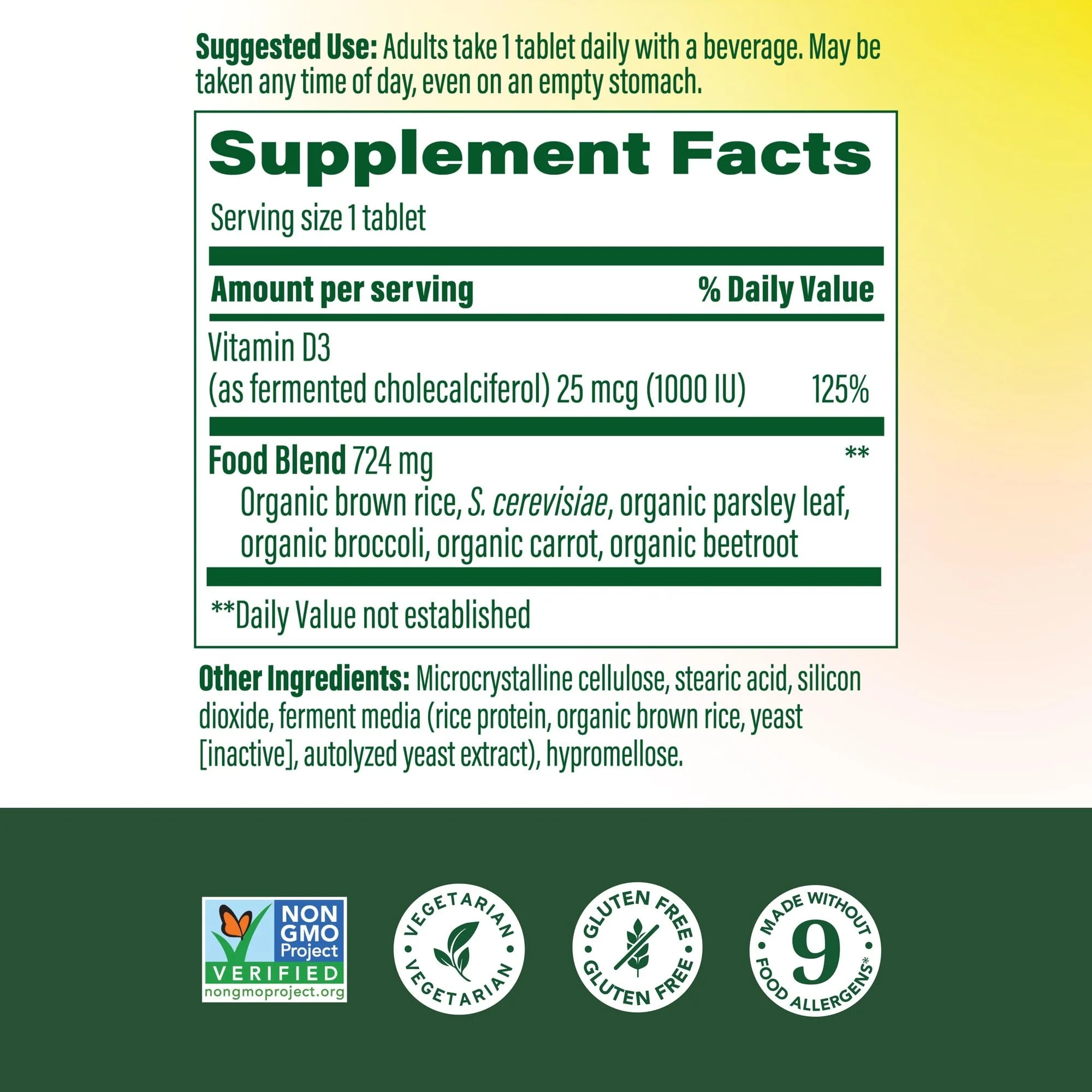 MegaFood Vitamin D3 1000 IU (25 mcg) - Vitamin D Supplements with Real Food, Immune Support, Supports Bones, Teeth & Muscles, Vegetarian, Gluten-Free, Non-GMO, Kosher – 60 Tablets, 60 Servings - Image 8