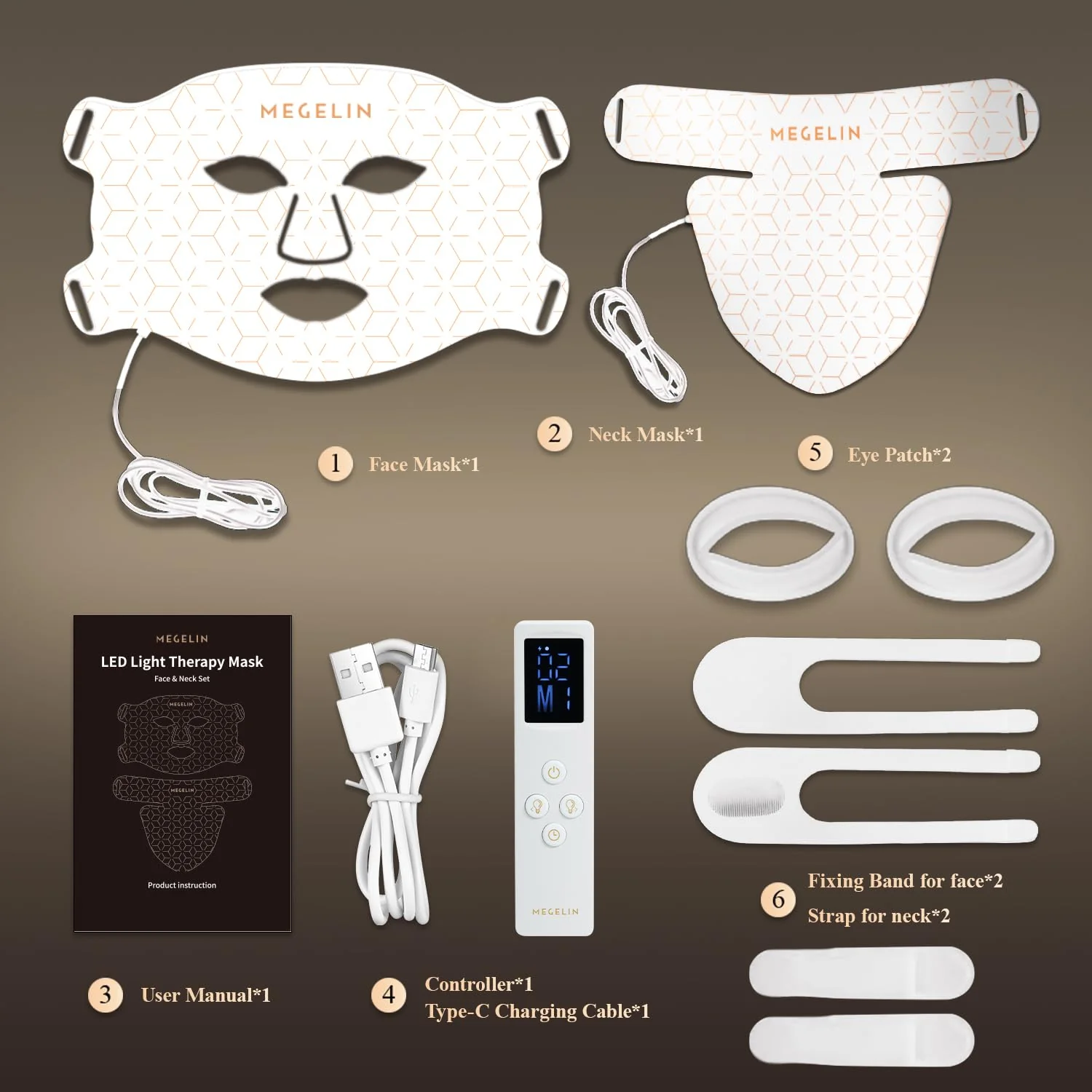 MEGELIN Led Red Light Therapy Face & Neck Mask, 7 Colors Led Light Therapy Facial Mask, Infrared Red Light Therapy Mask, Infrared Light Skin Rejuvenation(White) - Image 2
