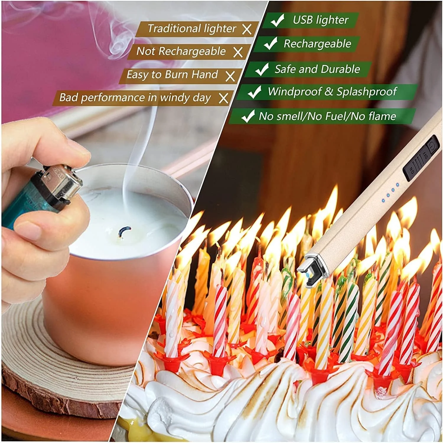 MEIRUBY 2 Pack Electric Candle Lighter, Christmas Stocking Stuffers Gifts for Women Mom Men Wife Sister, USB Arc Rechargeable Windproof Long Lighter for Candle BBQ Housewarming Birthday Gifts Idals - Image 5