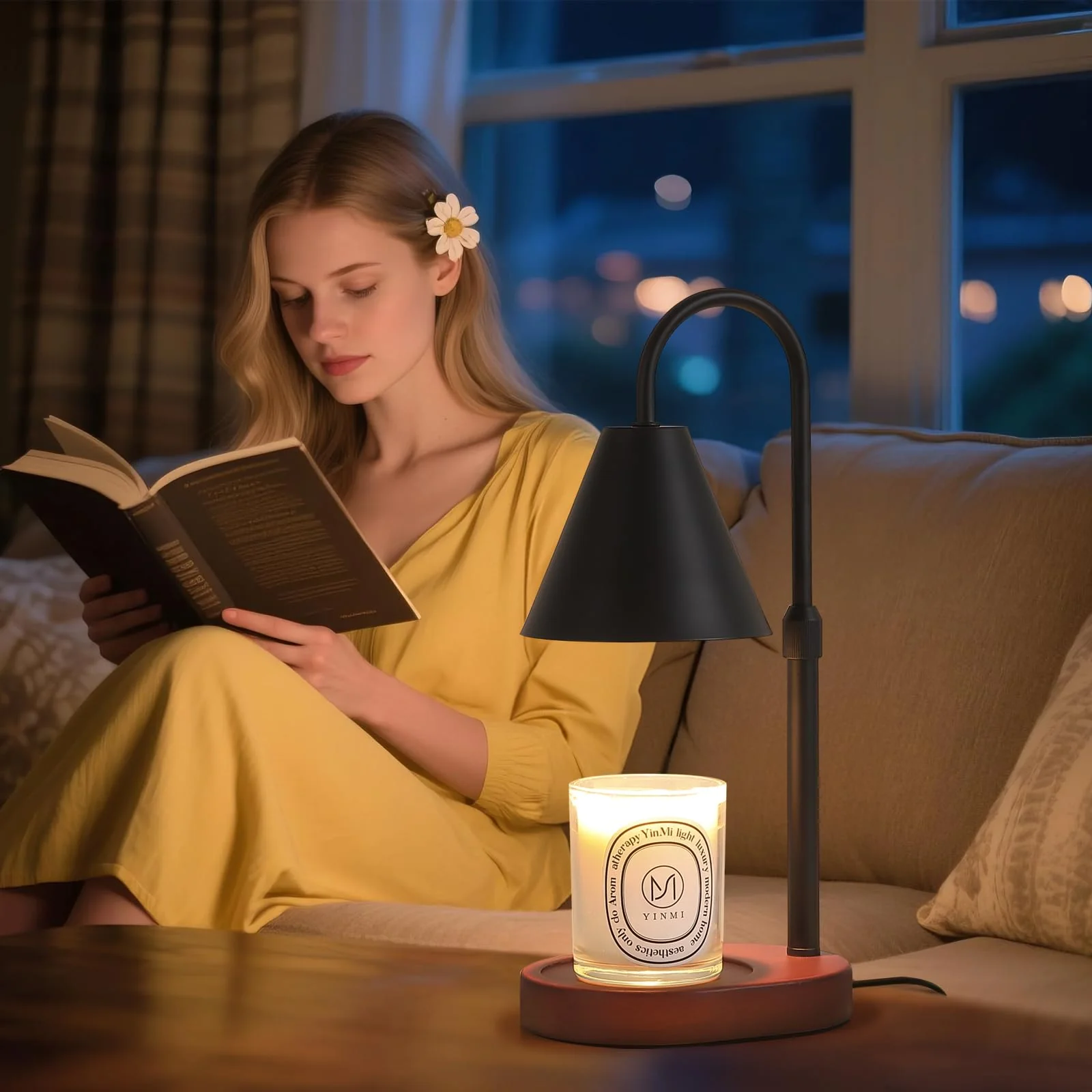 MEIXISUE Black Candle Warmer Lamp with Timer and Dimmer,Mother's Day/Birthday/Christmas Gifts for Mom/Wife,Electric Wax Melt Warmer,Home Decor,Scented Jar Lamp,Adjustable Height,with 2 Bulbs - Image 3