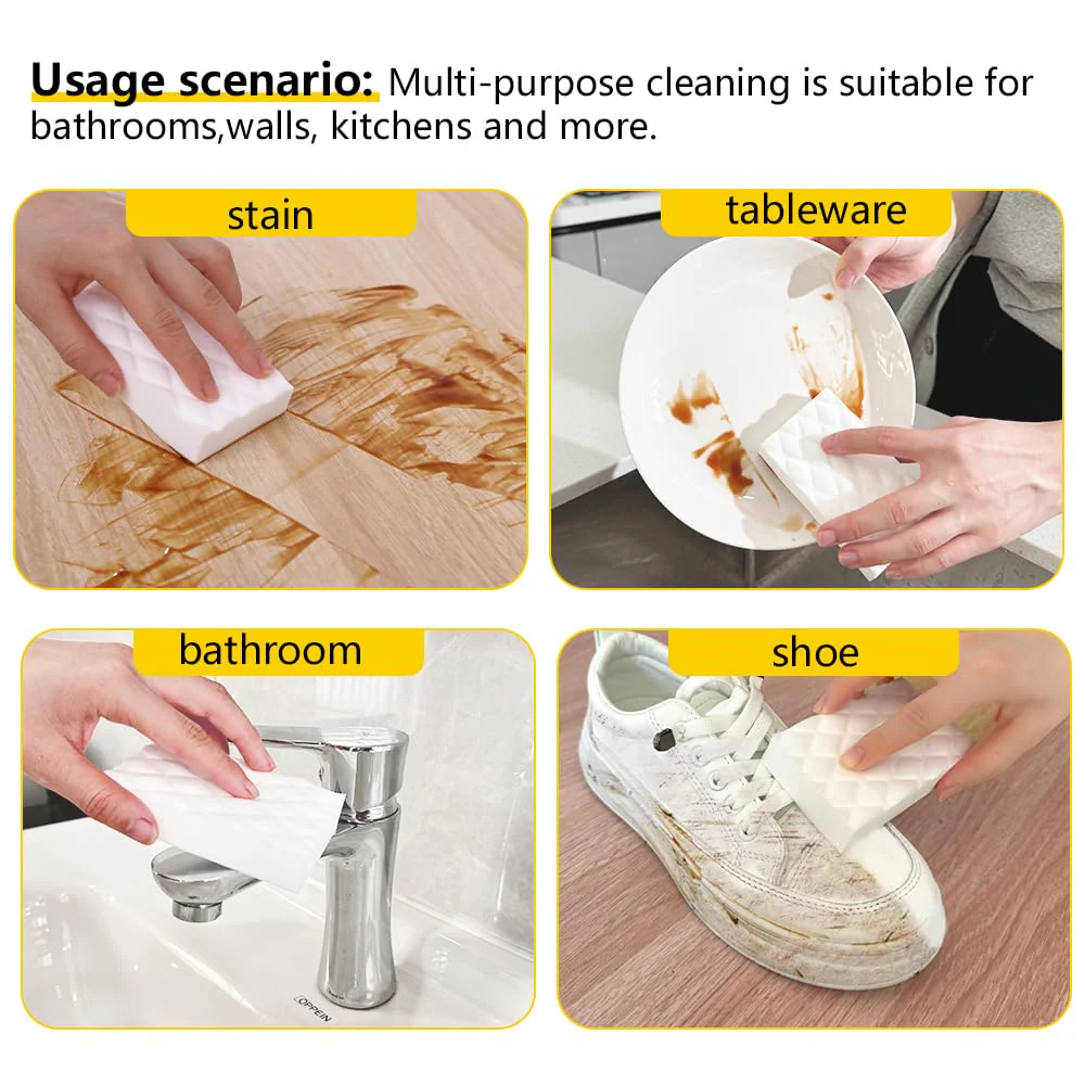 Melamine Sponge,50 Pack 2X Density Magic Sponges Eraser in Bulk,Melamine Foam Cleaner for Kitchen, Bathroom,Bathtub, Sink,Furniture, Wall Cleaner - Image 5