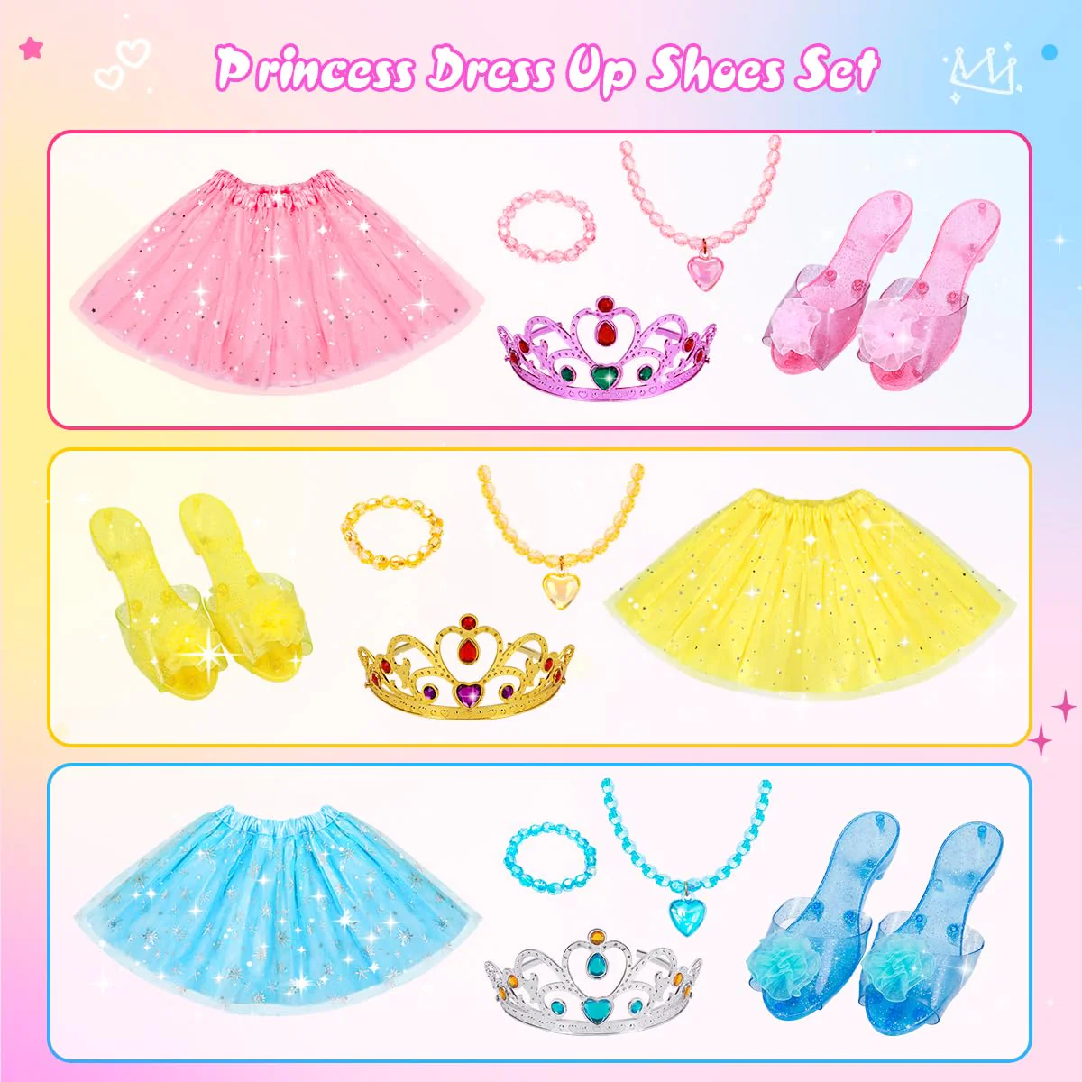Meland Princess Dress Up for Girls - Princess Toy Gift for Toddler Kids Girl Age 3,4,5,6 Year Old for Birthday Christmas Halloween - Image 2