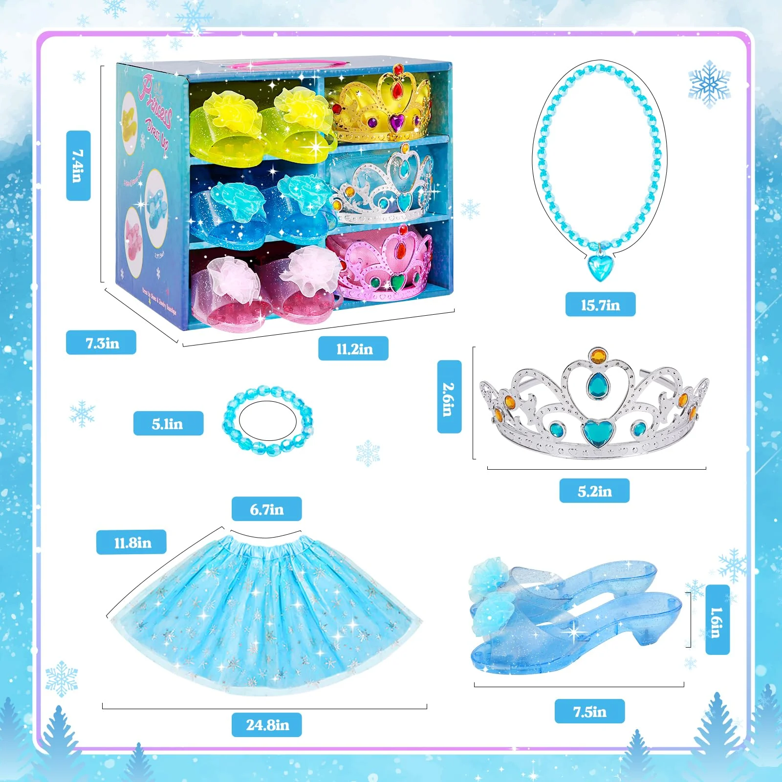 Meland Princess Dress Up for Girls - Princess Toy Gift for Toddler Kids Girl Age 3,4,5,6 Year Old for Birthday Christmas Halloween - Image 3