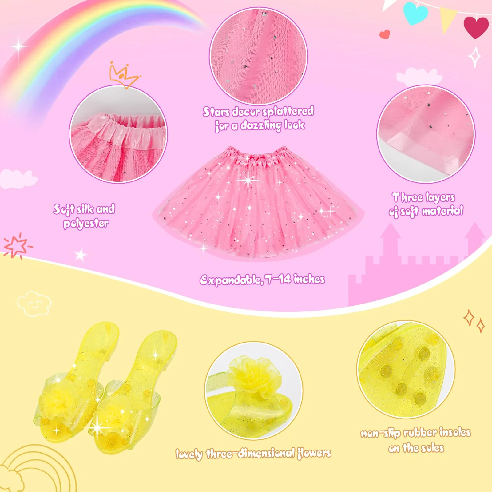 Meland Princess Dress Up for Girls - Princess Toy Gift for Toddler Kids Girl Age 3,4,5,6 Year Old for Birthday Christmas Halloween - Image 6