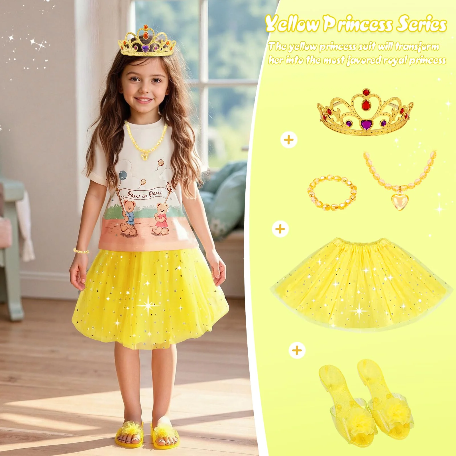 Meland Princess Dress Up for Girls - Princess Toy Gift for Toddler Kids Girl Age 3,4,5,6 Year Old for Birthday Christmas Halloween - Image 7