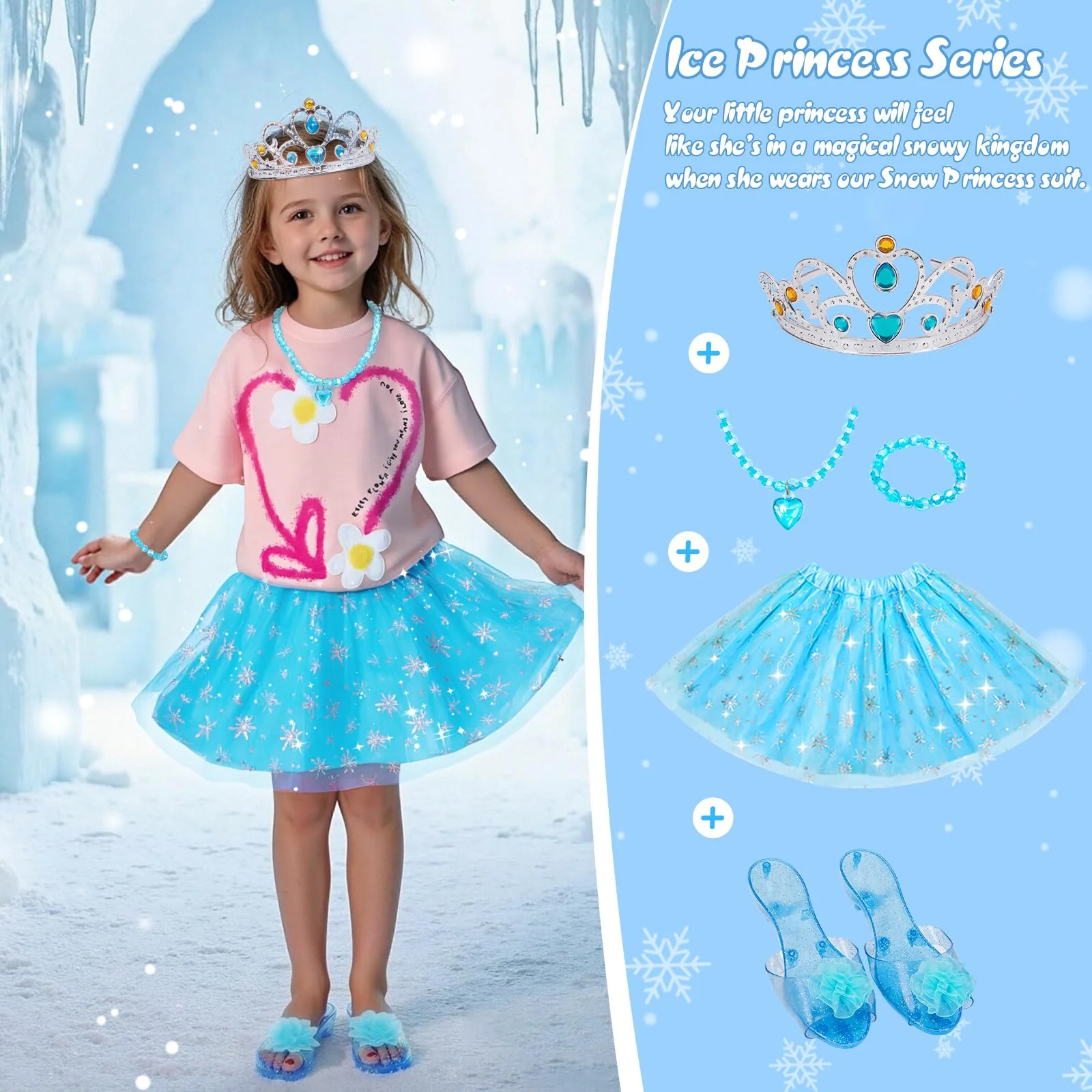 Meland Princess Dress Up for Girls - Princess Toy Gift for Toddler Kids Girl Age 3,4,5,6 Year Old for Birthday Christmas Halloween - Image 8