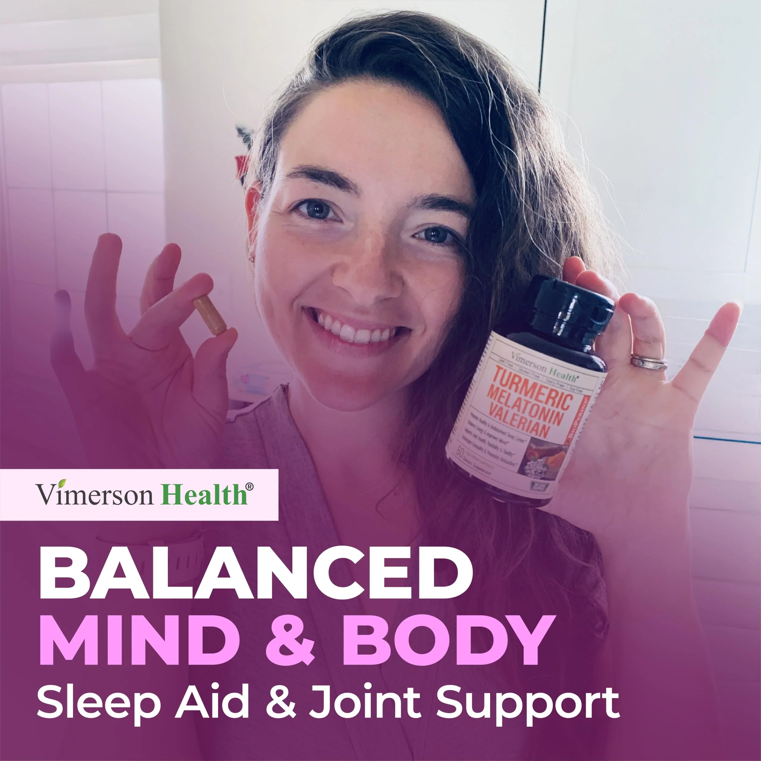 Melatonin 3mg Sleep Aid with L-Theanine & Valerian Root – Turmeric Curcumin Supplement with Ginger & Black Pepper – Organic Turmeric Supplement for Sleep, Calm and Stress Relief Support – 2 Pack - Image 4
