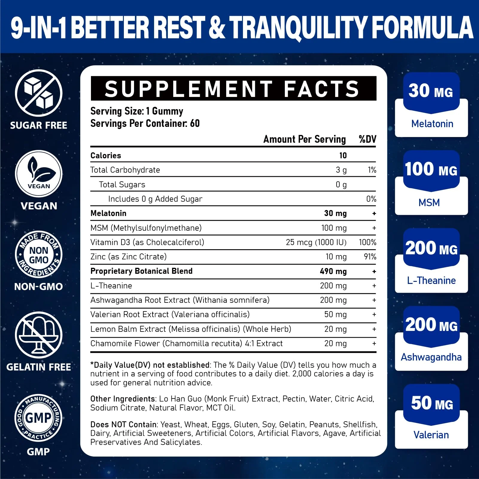 Melatonin Gummies 30mg for Adults: Maximum Strength Melatonin Supplement with L-Theanine, Ashwagandha, MSM, Vitamin D3 & Zinc - Non-Habit Forming, Natural Mixed Berry Flavor 60 Count (Pack of 2) - Image 7