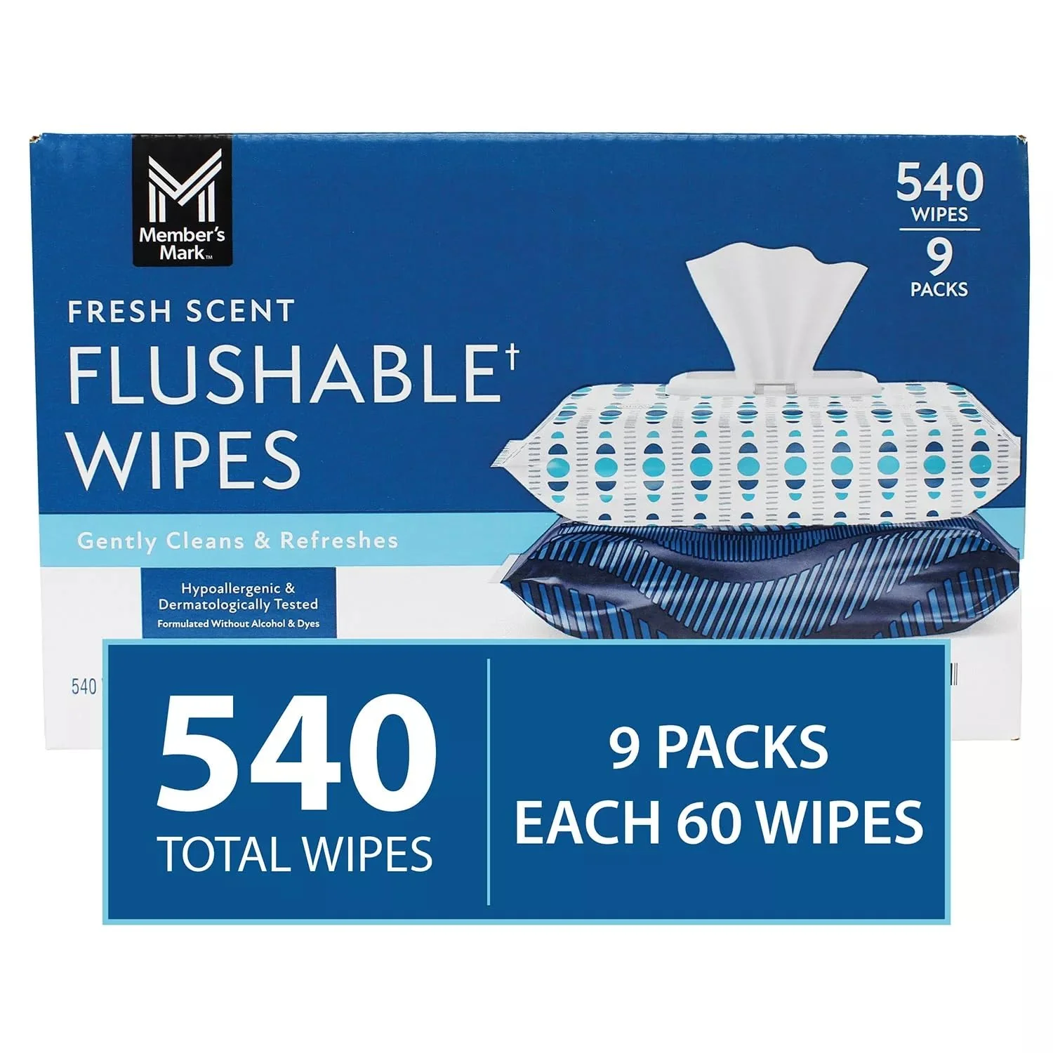 Member's Mark Flushable Wipes (9 pk, 540 wipes) - Image 4