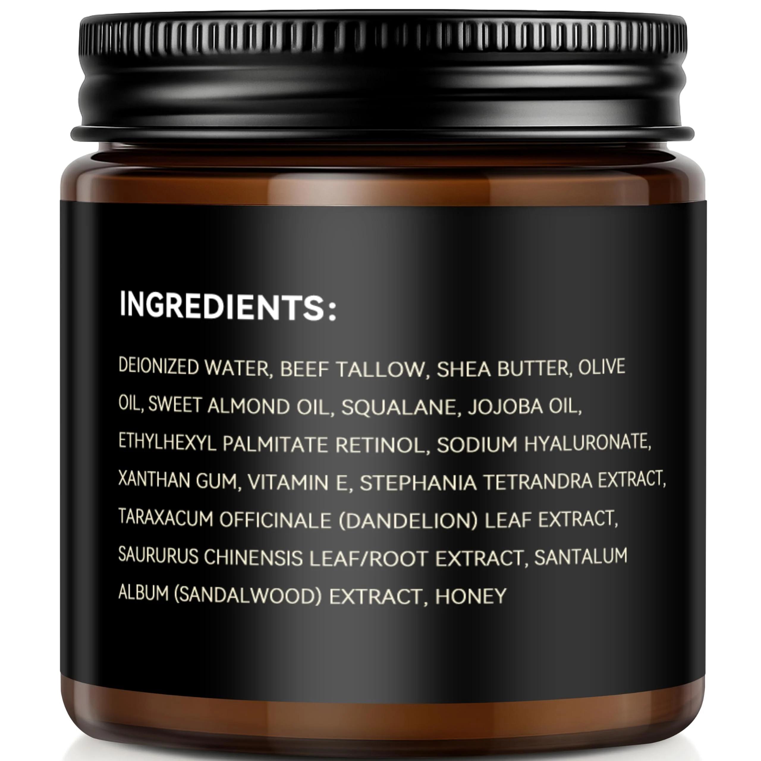 Men's Beef Tallow for Skin, Whipped Grass-Fed Beef Tallow Face Cream, Tallow Balm with Anti-Aging Retinol & Hyaluronic Acid, Mens Skin Care Face Moisturizer, Reduces Wrinkles Lines, Sandalwood, 3.5 OZ - Image 2