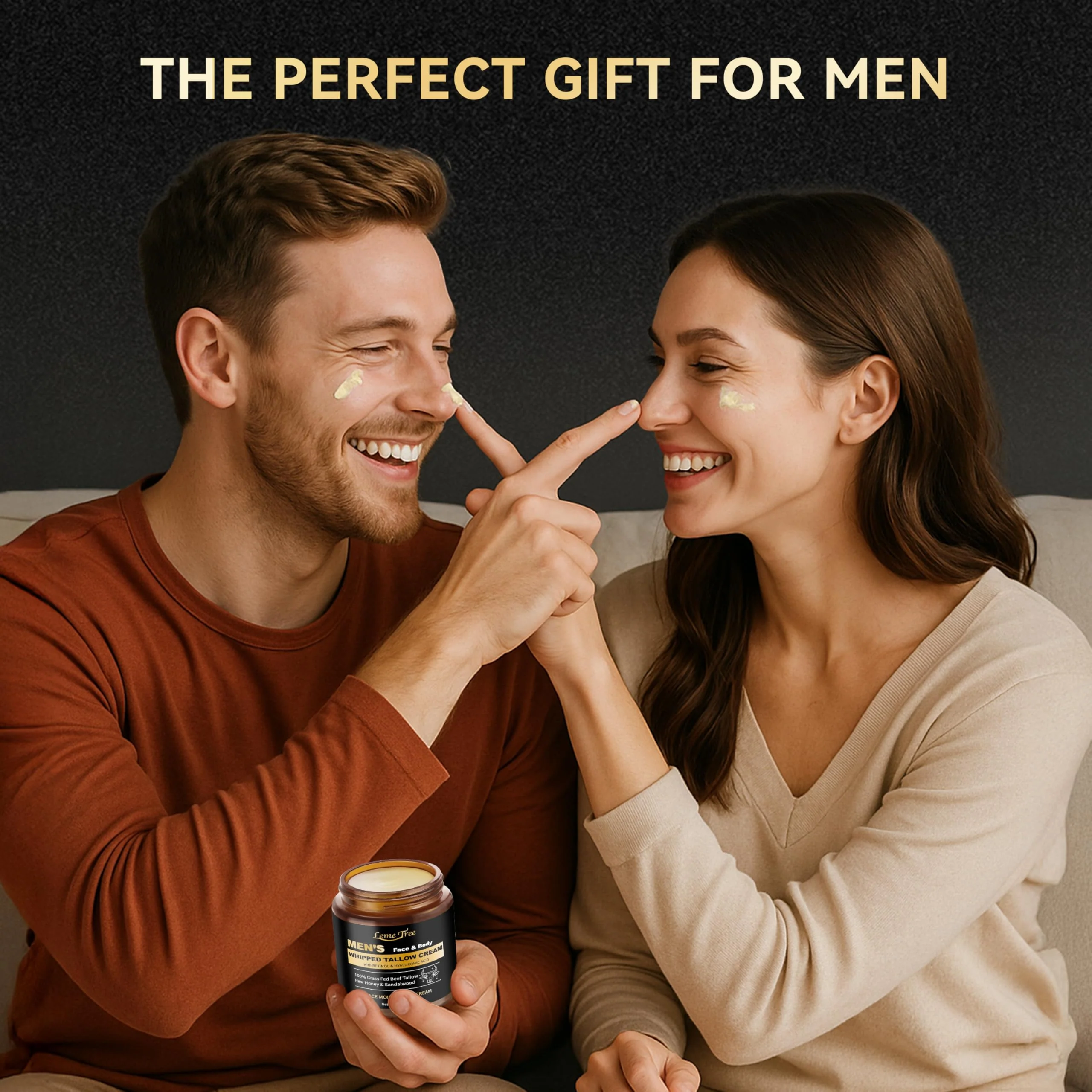 Men's Beef Tallow for Skin, Whipped Grass-Fed Beef Tallow Face Cream, Tallow Balm with Anti-Aging Retinol & Hyaluronic Acid, Mens Skin Care Face Moisturizer, Reduces Wrinkles Lines, Sandalwood, 3.5 OZ - Image 4