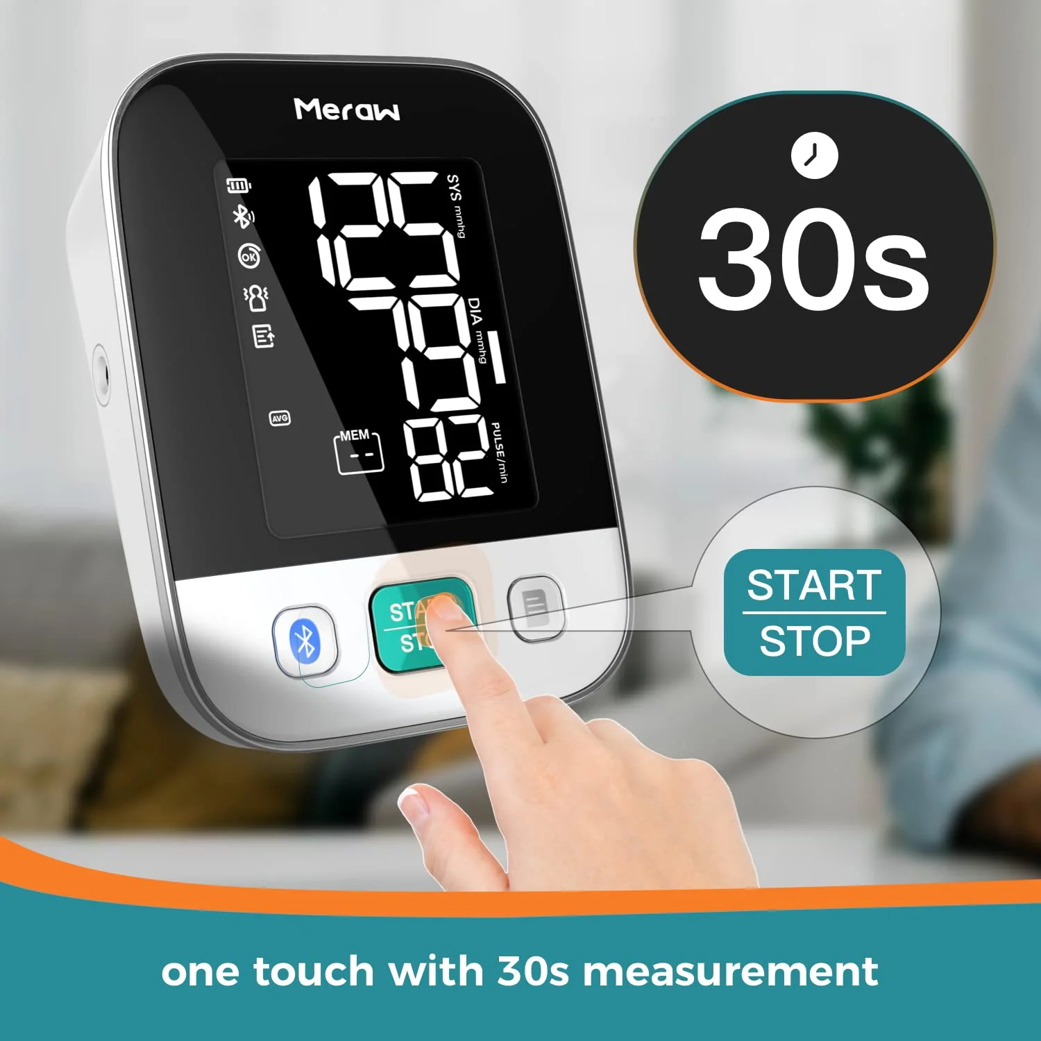 Meraw Blood Pressure Monitor Home Use, Blood Pressure Cuff Digital Arm, Blood Pressure Monitor Automatic Cuff 8.7-16.5" Bluetooth App Tracking Irregular Heartbeat Monitoring FSA/HSA Eligible White - Image 3