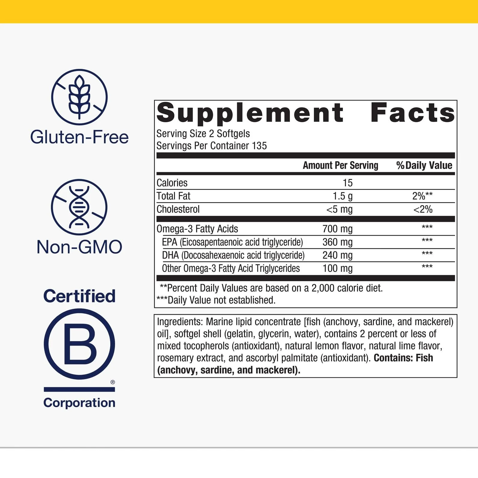 Metagenics OmegaGenics Fish Oil EPA-DHA 300-180 mg EPA & 120 mg DHA per Softgel - Supports Heart, Brain, Eye, Joint & Immune Health* - Non-GMO, Gluten-Free - GMP Certified Facility - 270 Softgels - Image 5