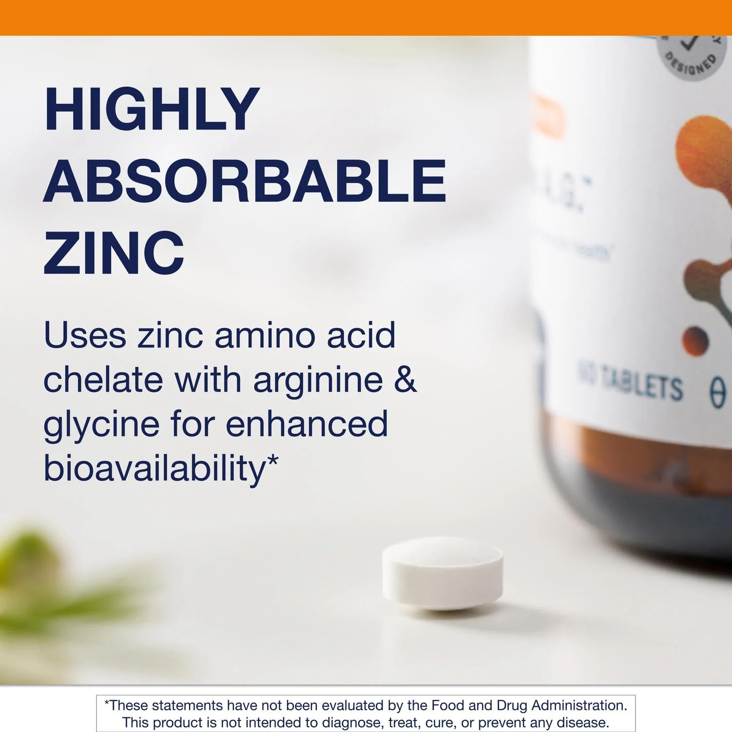 Metagenics Zinc A.G. - Highly Absorbable Zinc with Arginine & Glycine Chelates - Supports Immune Function, Bone Health, Skin & Energy Metabolism - Non-GMO & Gluten-Free - 60 Tablets - Image 6