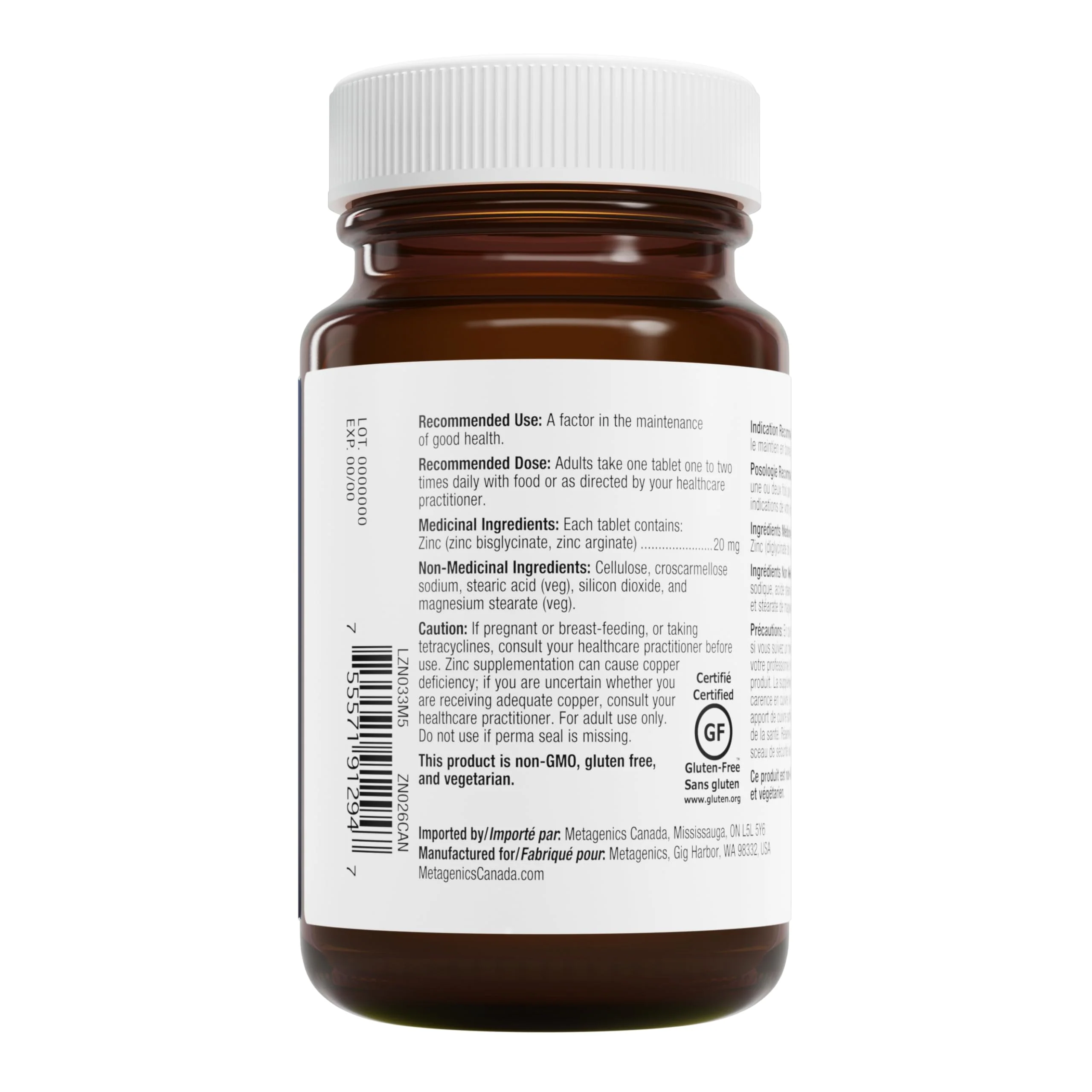 Metagenics Zinc A.G. Tablets, 180 Count - Image 2