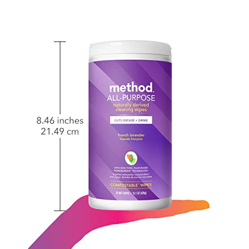 Method All-Purpose Cleaning Wipes, French Lavender, Multi-Surface, Compostable, 70 Count (Pack of 6) - Image 2