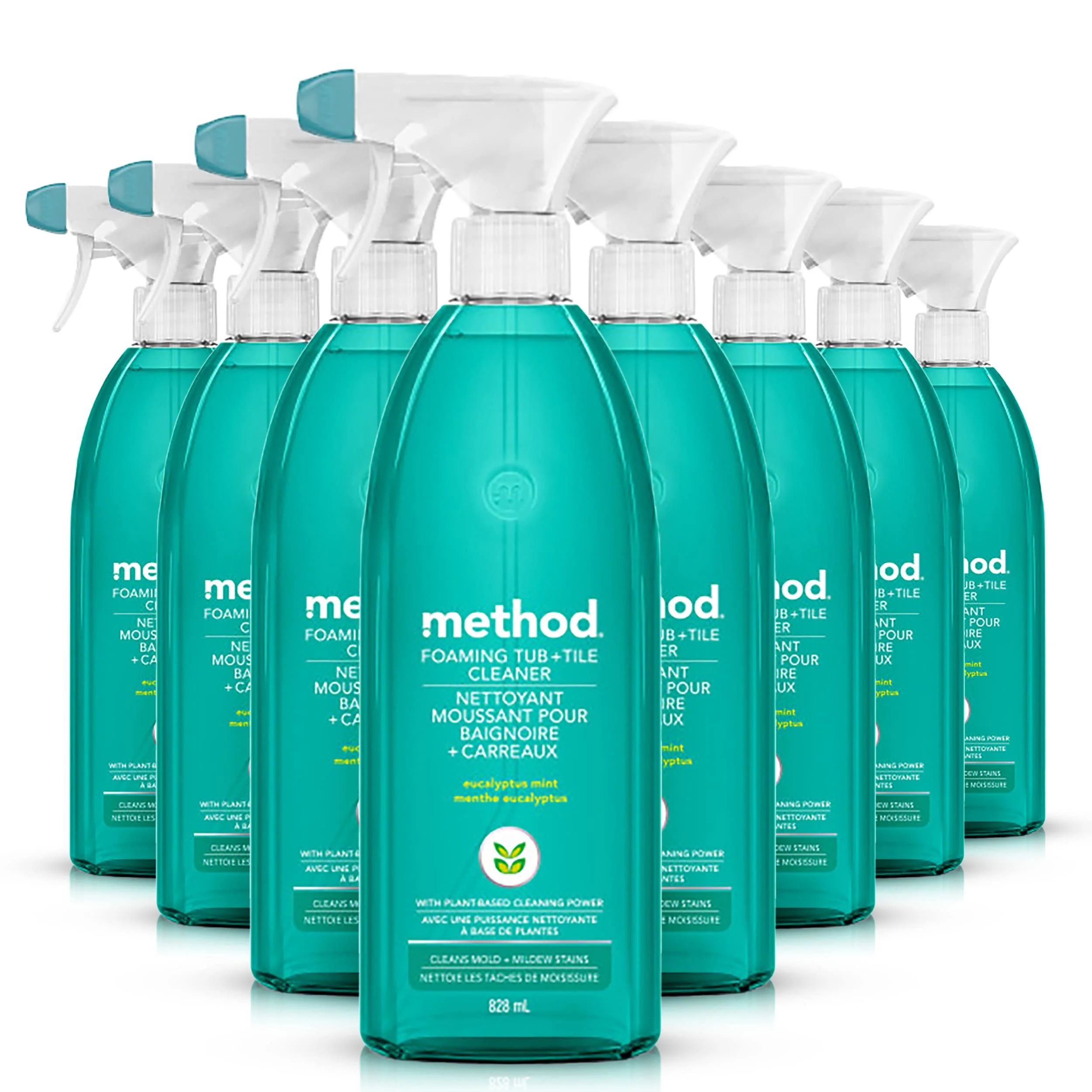 Method Foaming Tub + Tile Cleaner, Cleans Mold + Mildew Stains, Eucalyptus Mint Scent, 28 Fl Oz (Pack of 8)
