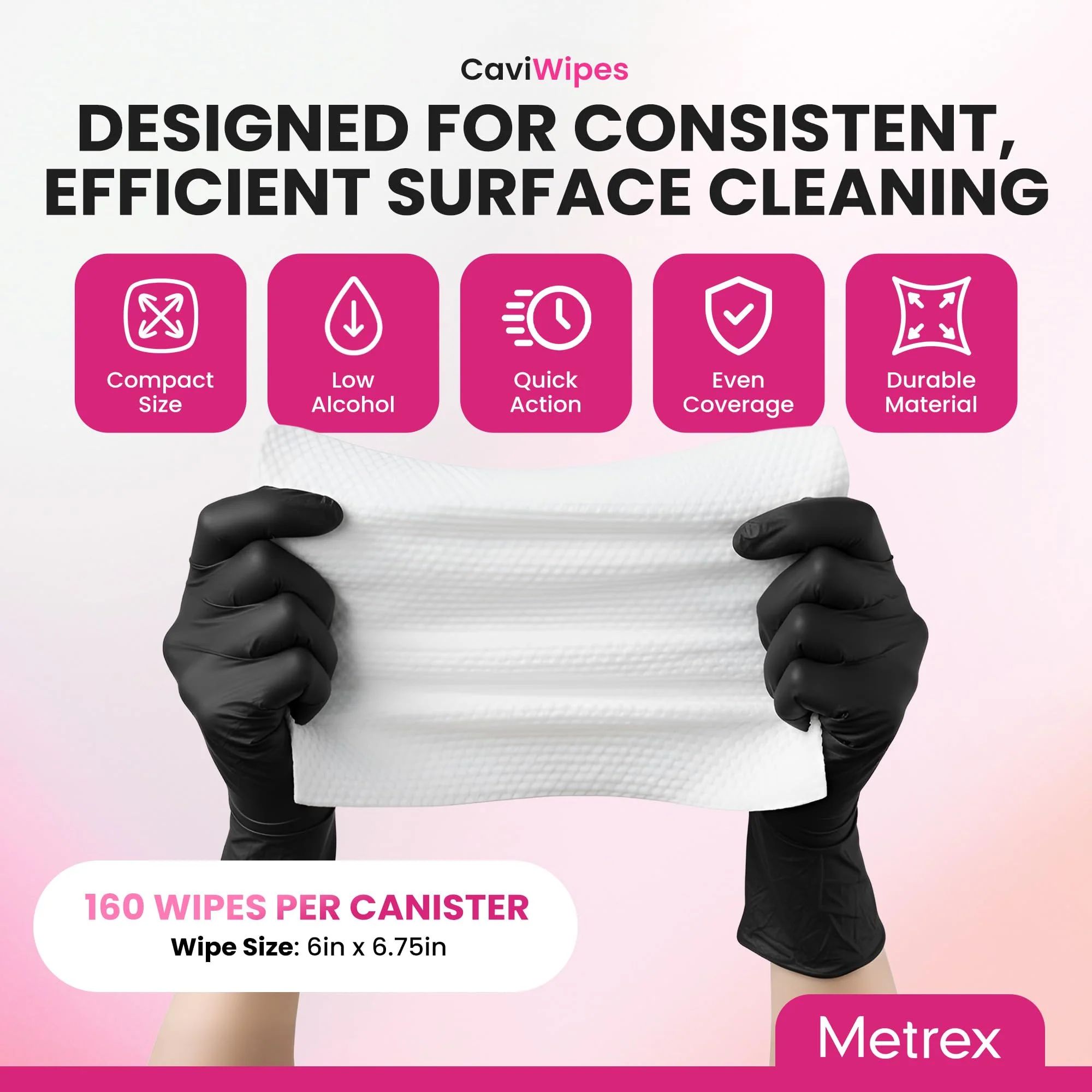 Metrex – CaviWipes 2.0 Disinfecting Wipes for Healthcare, Dental & Clinical Use – Manual Pull, Pre-Moistened, Non-Sterile, Disposable 6" x 6.75" – 160 Wipes per Canister, 12 Canisters/Case - Image 6