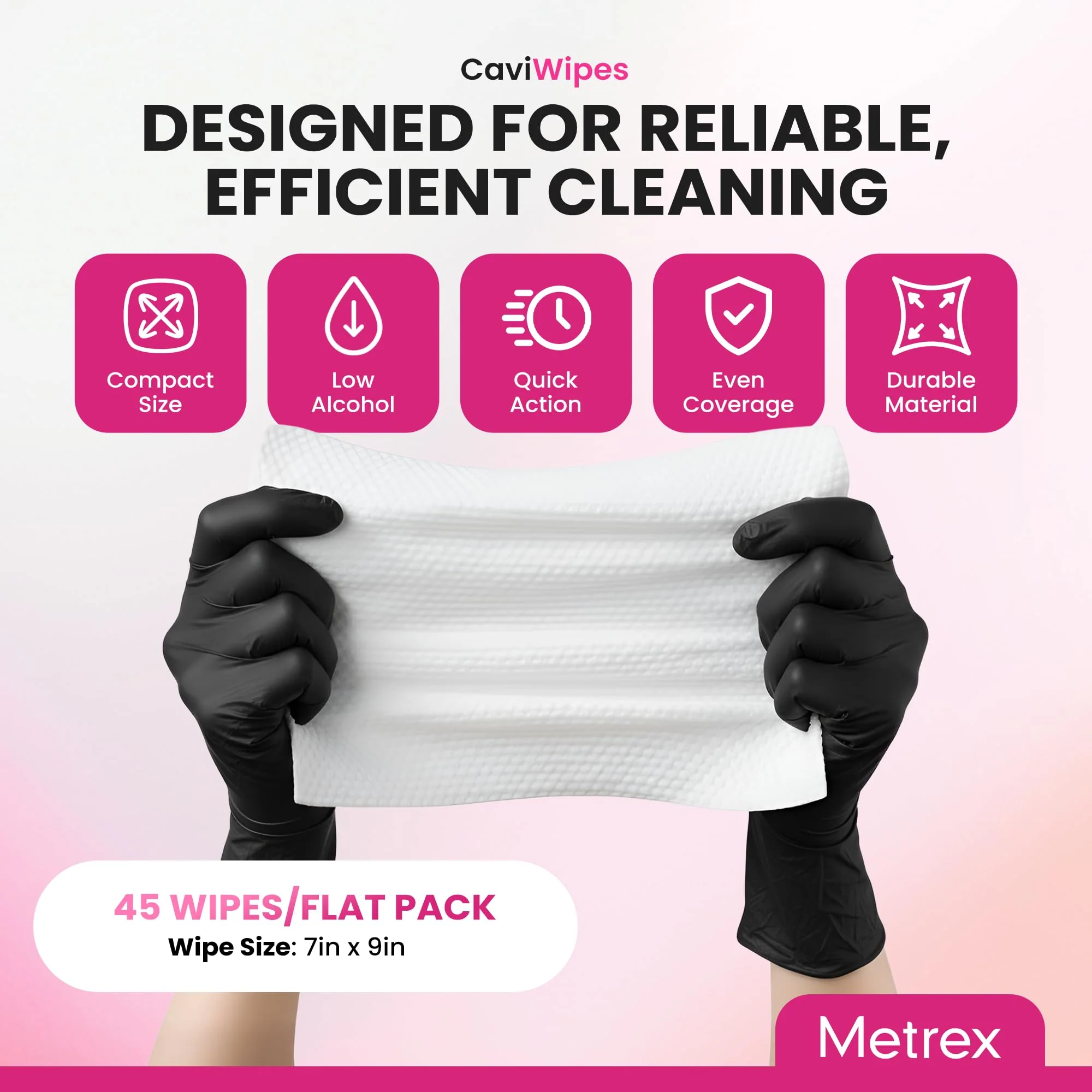 Metrex CaviWipes Disinfecting Towelettes – Durable Non-Woven Disinfecting Wipes for Hard, Non-Porous Surfaces in Healthcare & Laboratory, Pre-Saturated with CaviCide – 45 Wipes/Flat Pack (20 Packs) - Image 6