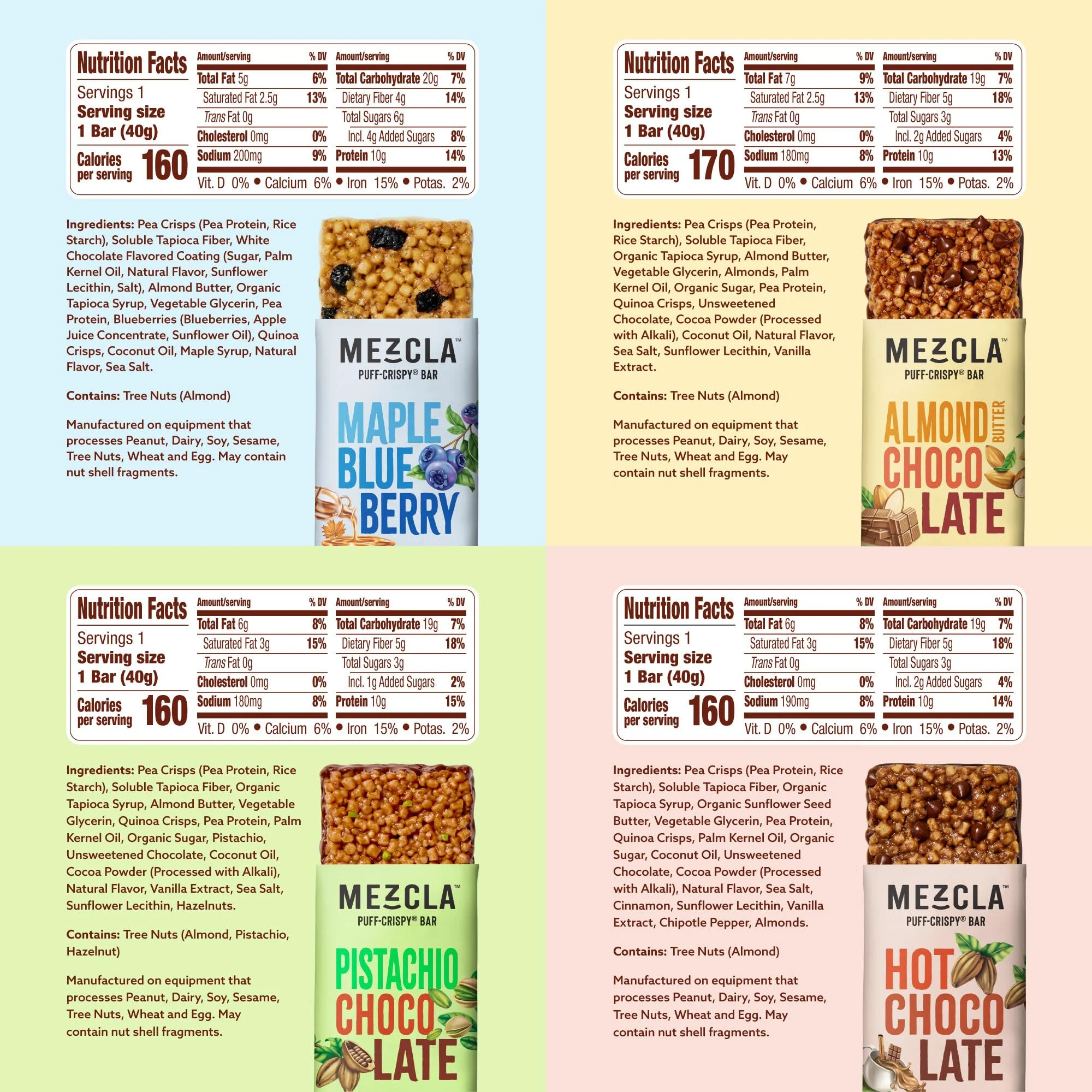 Mezcla Puff-Crispy Plant Based Protein Bars - Variety Pack - Healthy Snacks for Adults & Kids - Granola Bars for School, Travel, & Office Snacks - Gluten Free, Vegan, Non GMO, 10g Protein - 16 Count - Image 2