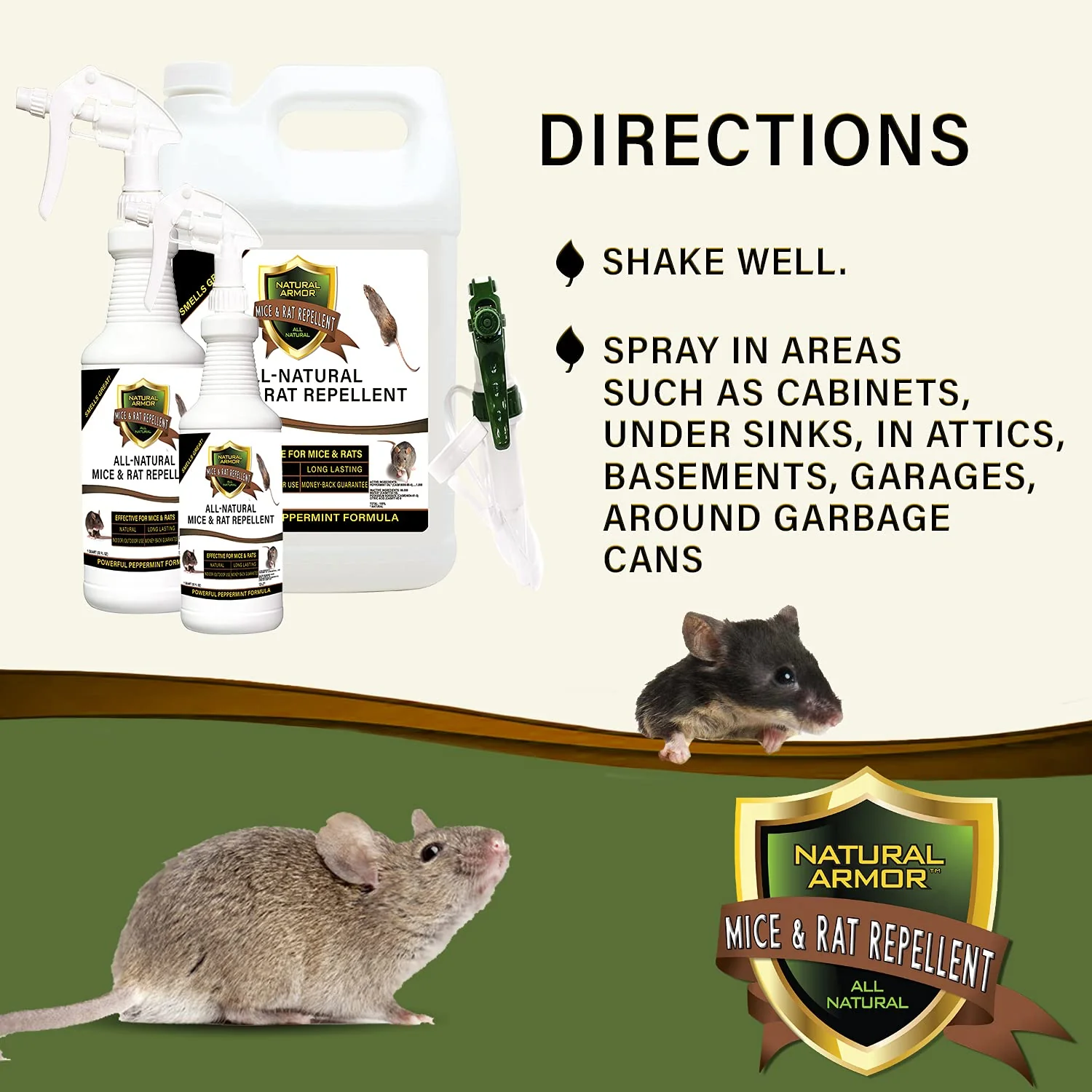 Mice & Rat Repellent. Peppermint Repellent for Mice/Mouse, Rats & Rodents. Natural Spray for Indoor & Outdoor Use. 128 OZ Gallon Trigger Sprayer Ready to Use - Image 8