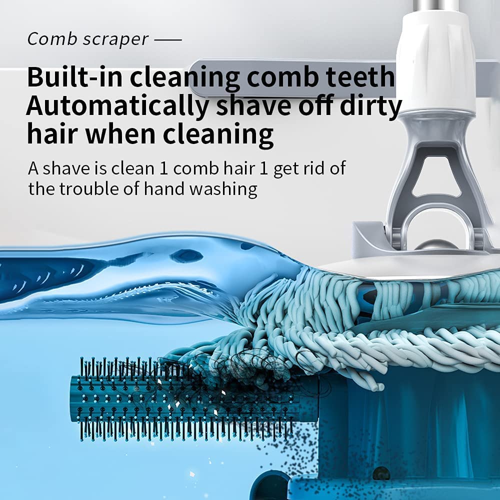 Michao Spin Mop Bucket Deluxe 360 Spinning Floor Cleaning System with 6 Microfiber Replacement Head Refills,62" Extended Handle,4X Wheel for Home Cleaning - Image 6
