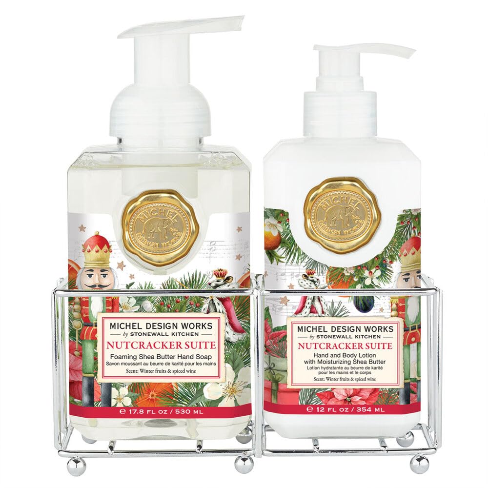 Michel Design Works Handcare Caddy, Bunny Meadow Design and Scent with 17.8oz Foaming Hand Soap and 8oz Rich Hand Lotion, Beautiful Containers with Pumps - Image 2