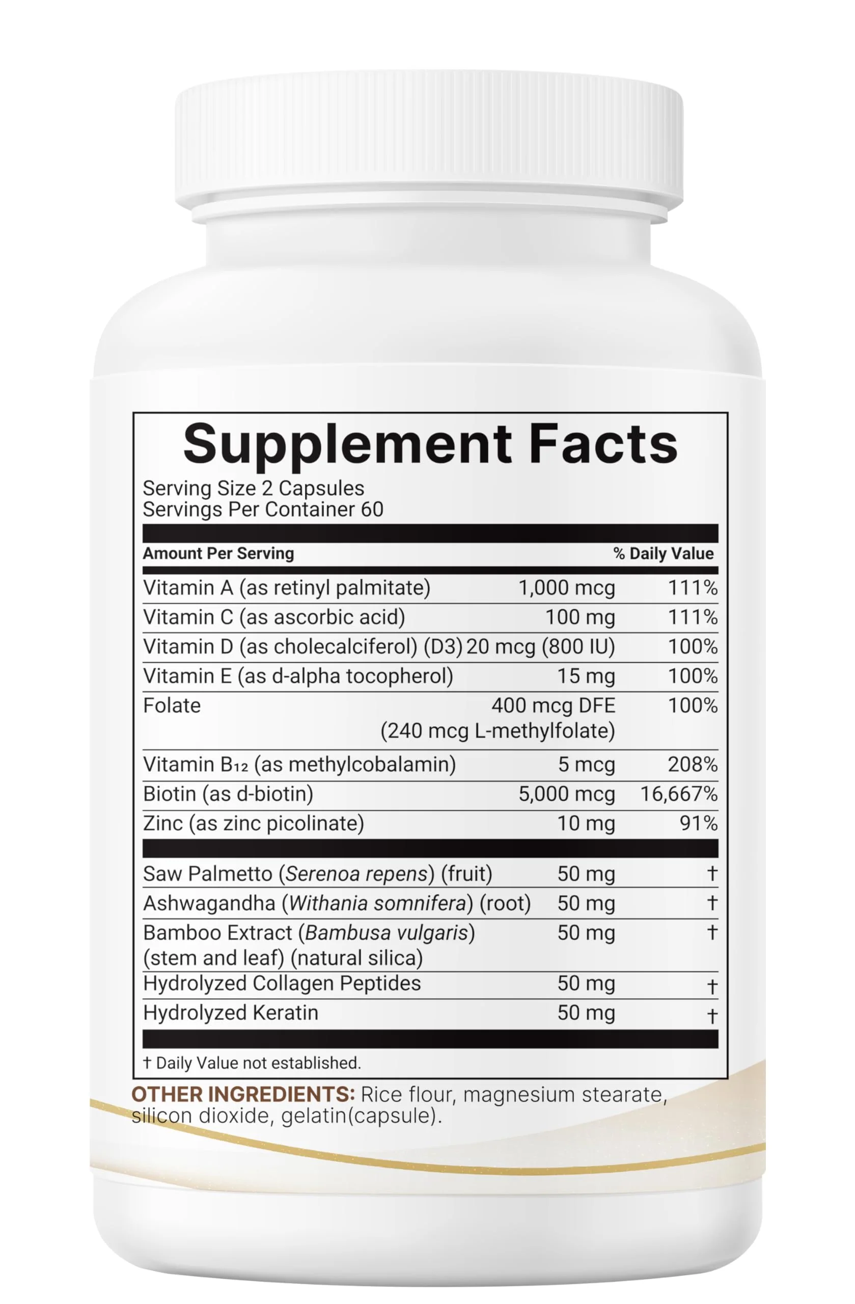 Micro Ingredients Hair Growth Vitamins for Women & Men, 120 Capsules | 14-in-1 Formula with Biotin, Collagen, Keratin, Saw Palmetto & More | Thicker, Fuller, Nourishes Thinning & Loss Hair Support - Image 3