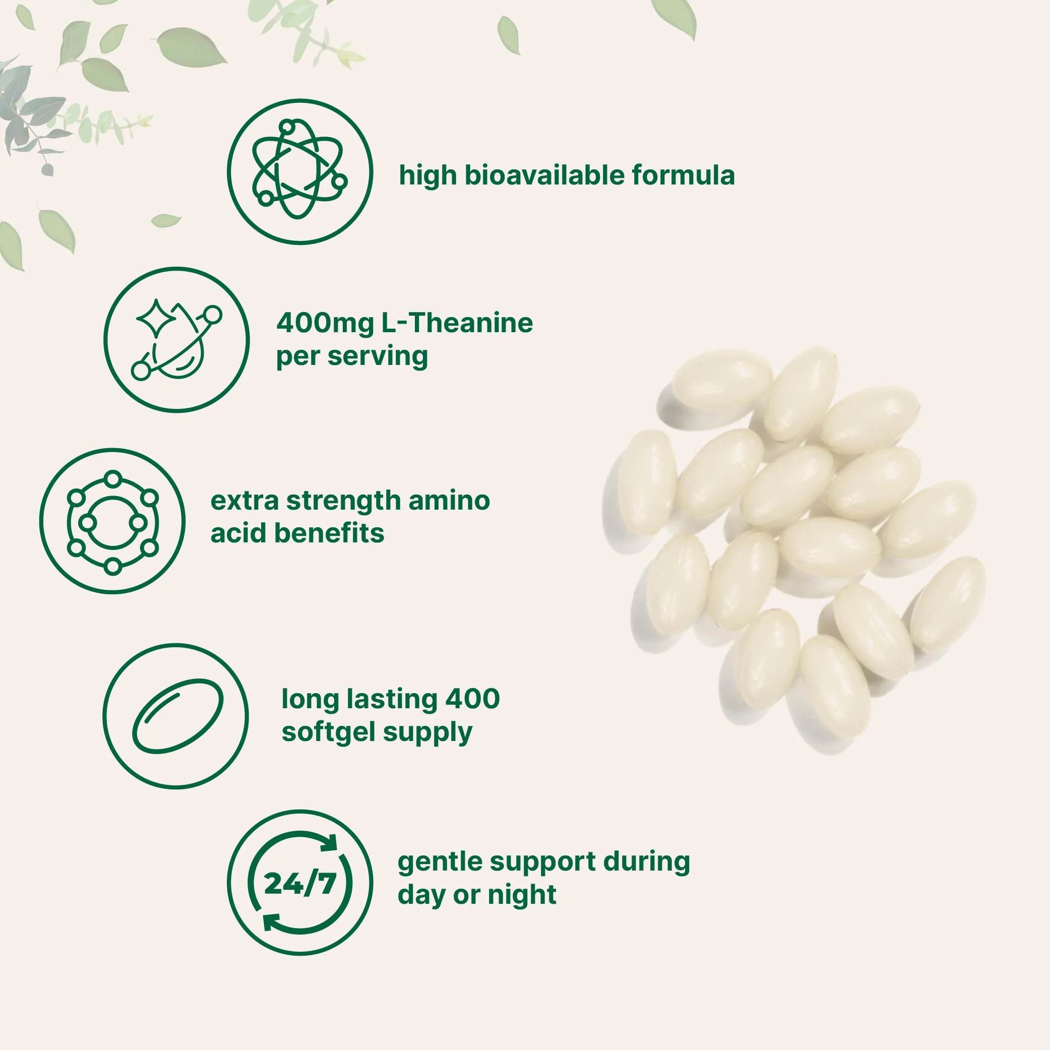 Micro Ingredients L-Theanine 400mg, 400 Softgels | Highly Bioavailable with Coconut Oil | Extra Strength Theanine Amino Acid | Calm & Relaxation Support + Focus Supplement | Non-GMO, Gluten Free - Image 5