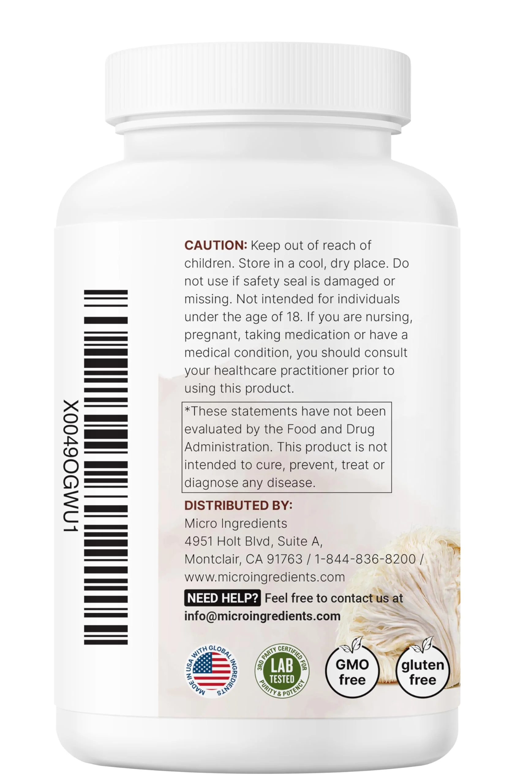 Micro Ingredients Lions Mane Supplement Capsules, 240 Veggie Capsules with L-Ergothioneine, 4 Month Supply | Non-GMO - Image 2
