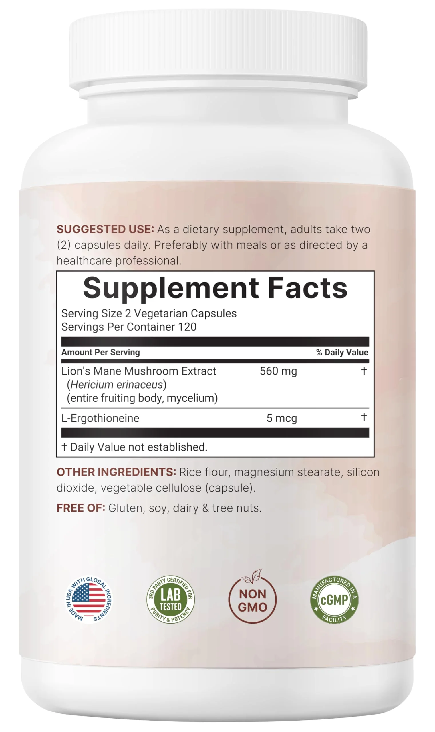 Micro Ingredients Lions Mane Supplement Capsules, 240 Veggie Capsules with L-Ergothioneine, 4 Month Supply | Non-GMO - Image 3