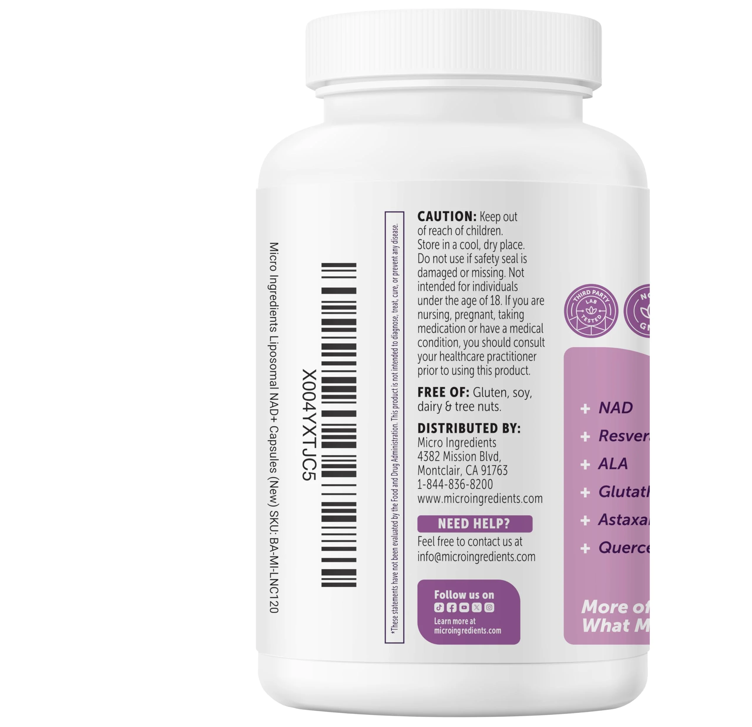 Micro Ingredients Liposomal NAD+ Ultimate Complex 1,000mg | 120 Veggie Capsules | NMN Pathway Formula | 10-in-1 with Resveratrol, Glutathione, & Astaxanthin | NAD Supplement for Women & Men - Image 9