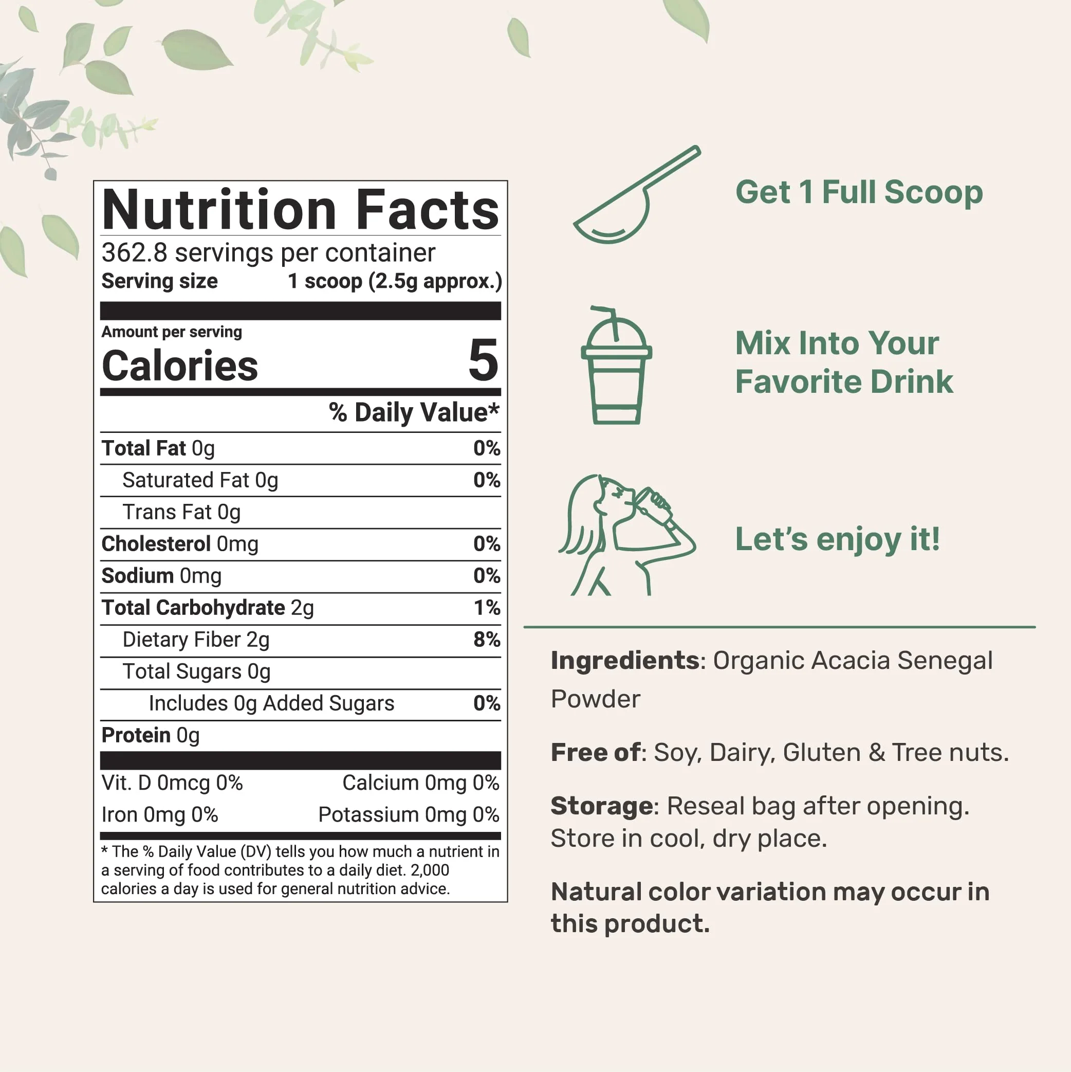 Micro Ingredients Organic Acacia Senegal Fiber Powder, 2 lb | Instant Soluble Fiber | Plant-Based Prebiotic for Gut & Digestive Health | Non-GMO, Gluten-Free, Vegan - Image 6