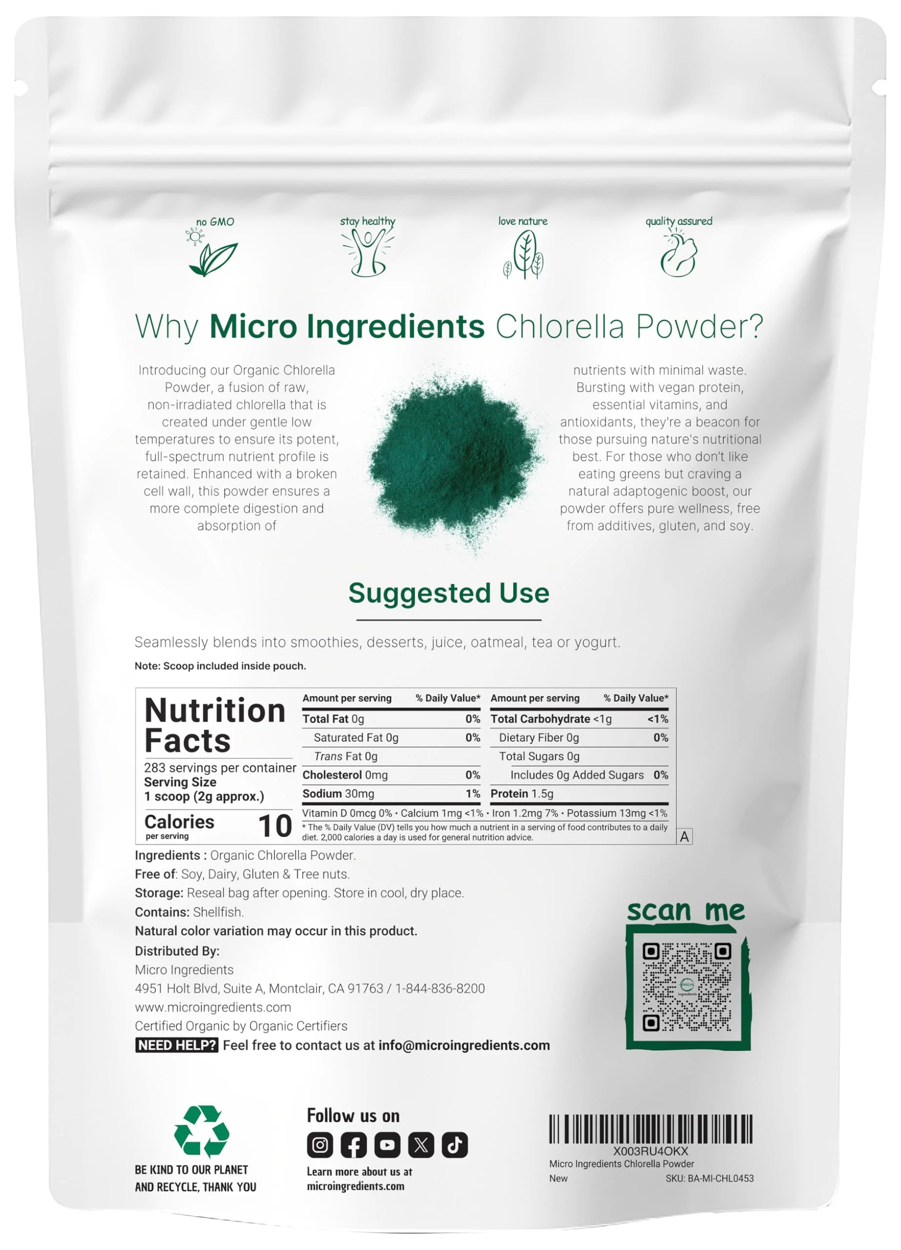 Micro Ingredients Organic Chlorella Powder, 20 Ounces | Broken Cell Wall for Complete Absorption | Raw Superfood Supplement, Rich in Protein & Vitamins | Non-GMO, Vegan, Non-Irradiated - Image 7
