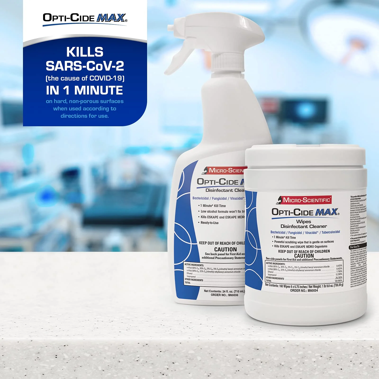 Micro-Scientific Opti-Cide Max Disinfecting Wipes (2 Pack) - 320 Wipes - Hospital Grade EPA Registered Disinfectant Cleaner - Image 2