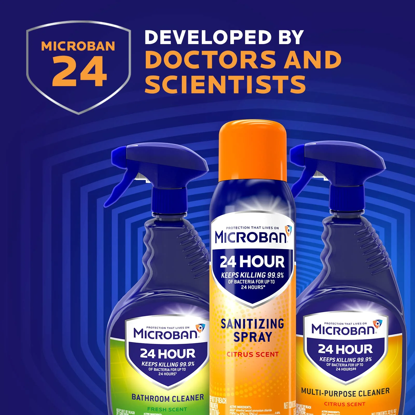 MICROBAN Disinfectant Spray, 24 Hour Sanitizing and Antibacterial Sanitizing Spray, Citrus Scent, 2 Count (15oz Each) (Packaging May Vary) - Image 3