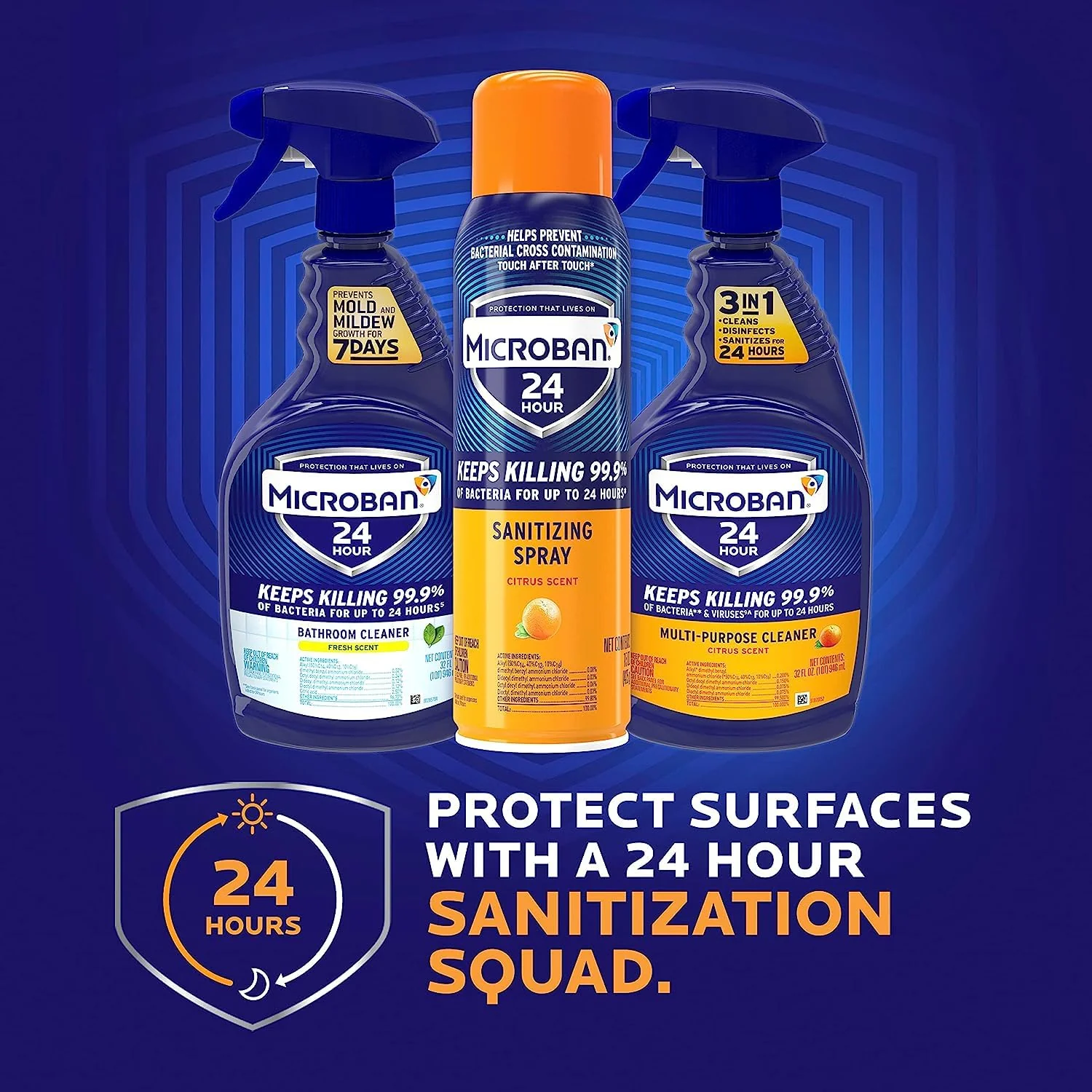 MICROBAN Disinfectant Spray, 24 Hour Sanitizing and Antibacterial Sanitizing Spray, Citrus Scent, 2 Count (15oz Each) (Packaging May Vary) - Image 5